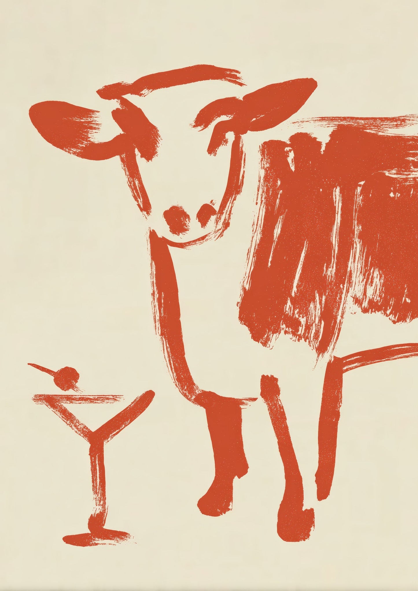 Cow and Martini Print, Funny Wall Art