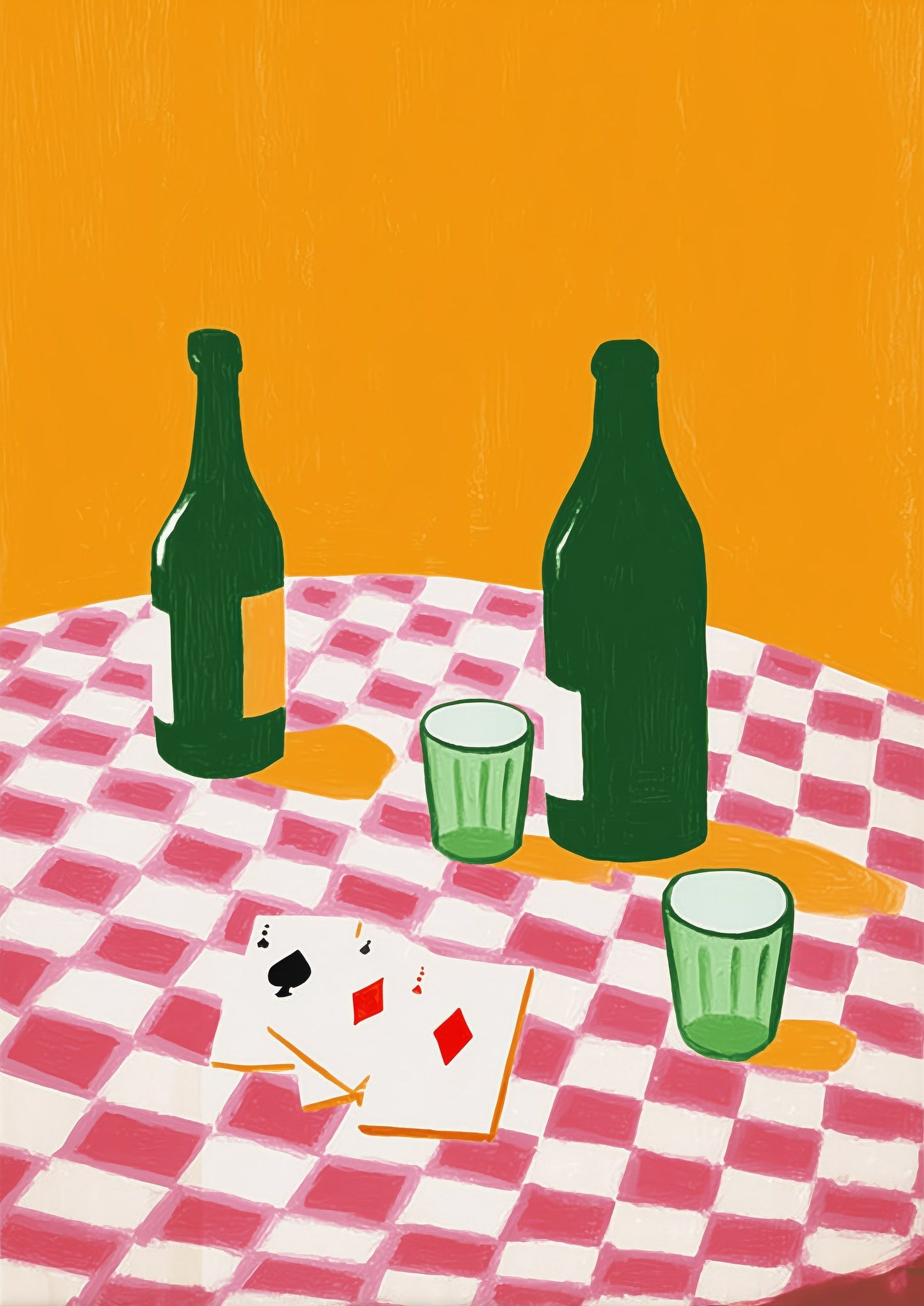 Wine and Cards Print, Kitchen Food Wall Art