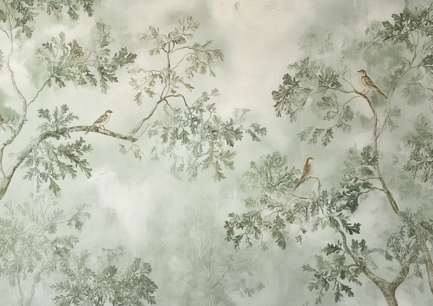 Chinoiserie Bird Print, Sage Botanical Wall Art