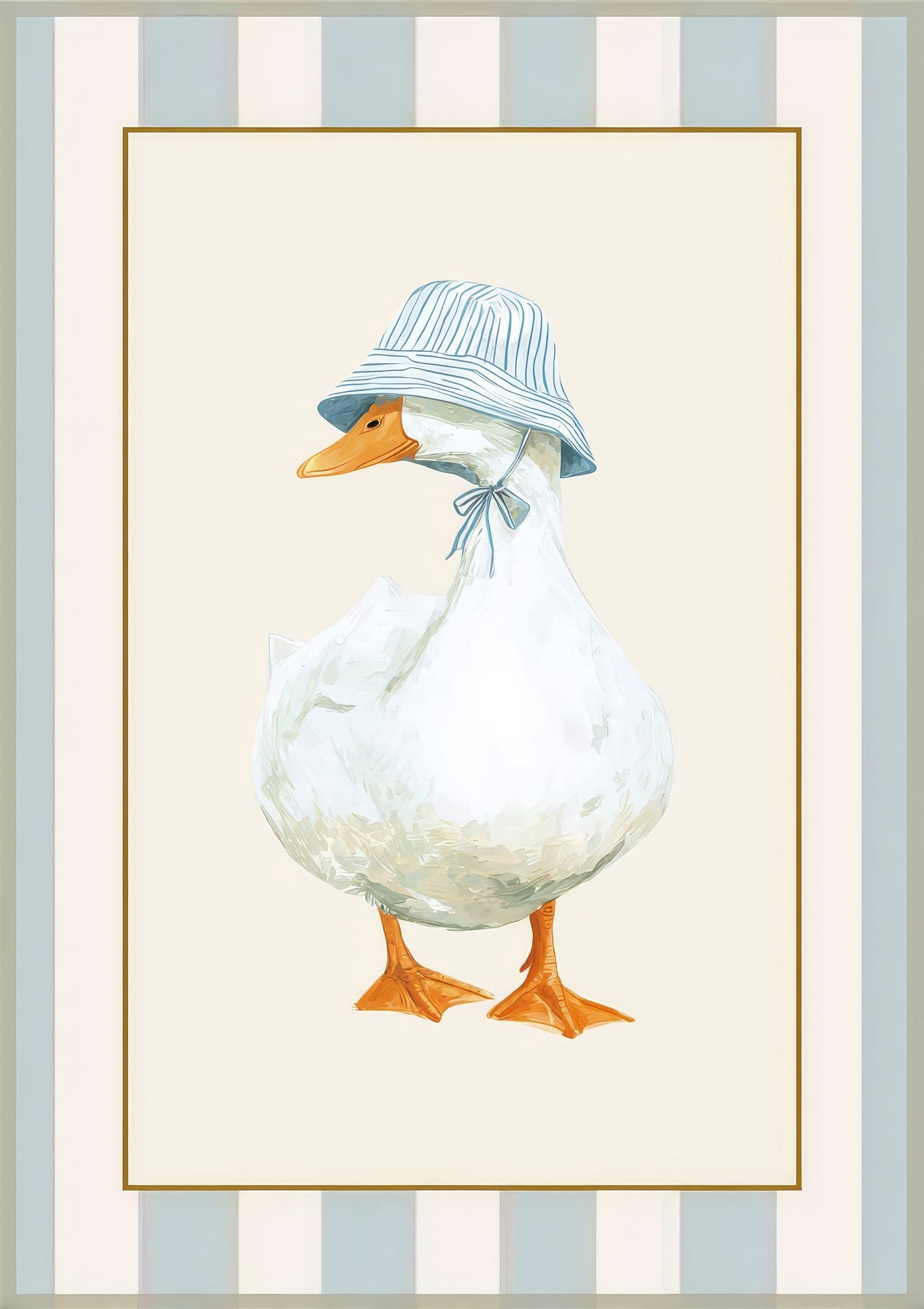 Duck in a Bucket Hat Print, Funny Animal Wall Art