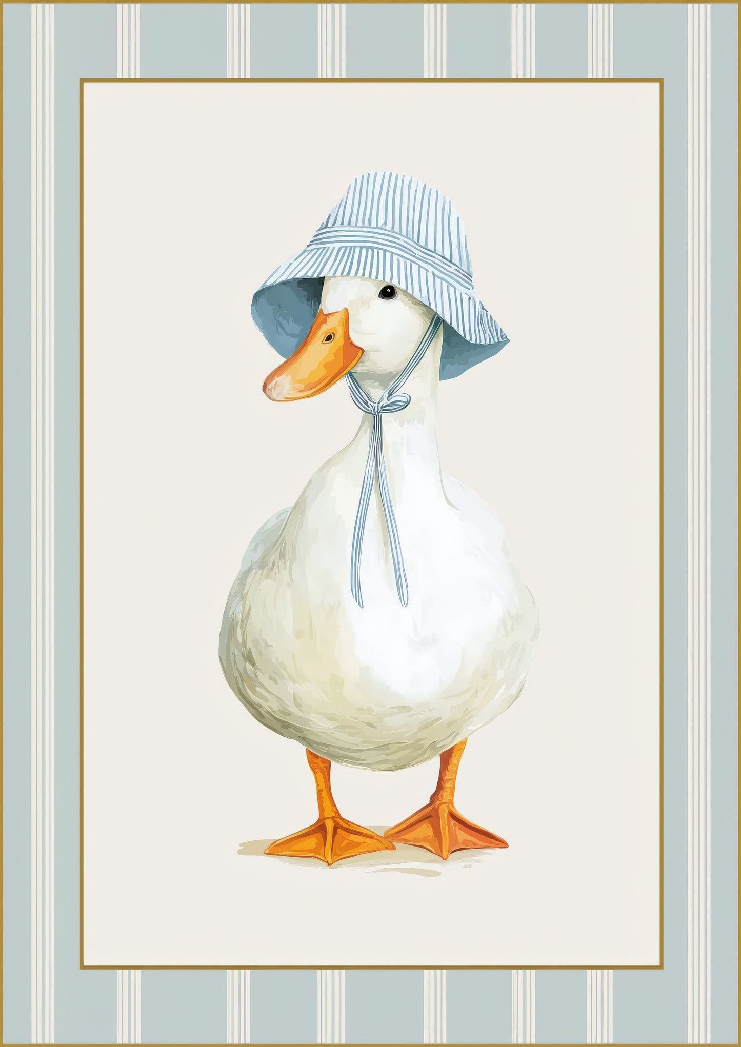 Duck in a Bucket Hat Print, Funny Wall Art