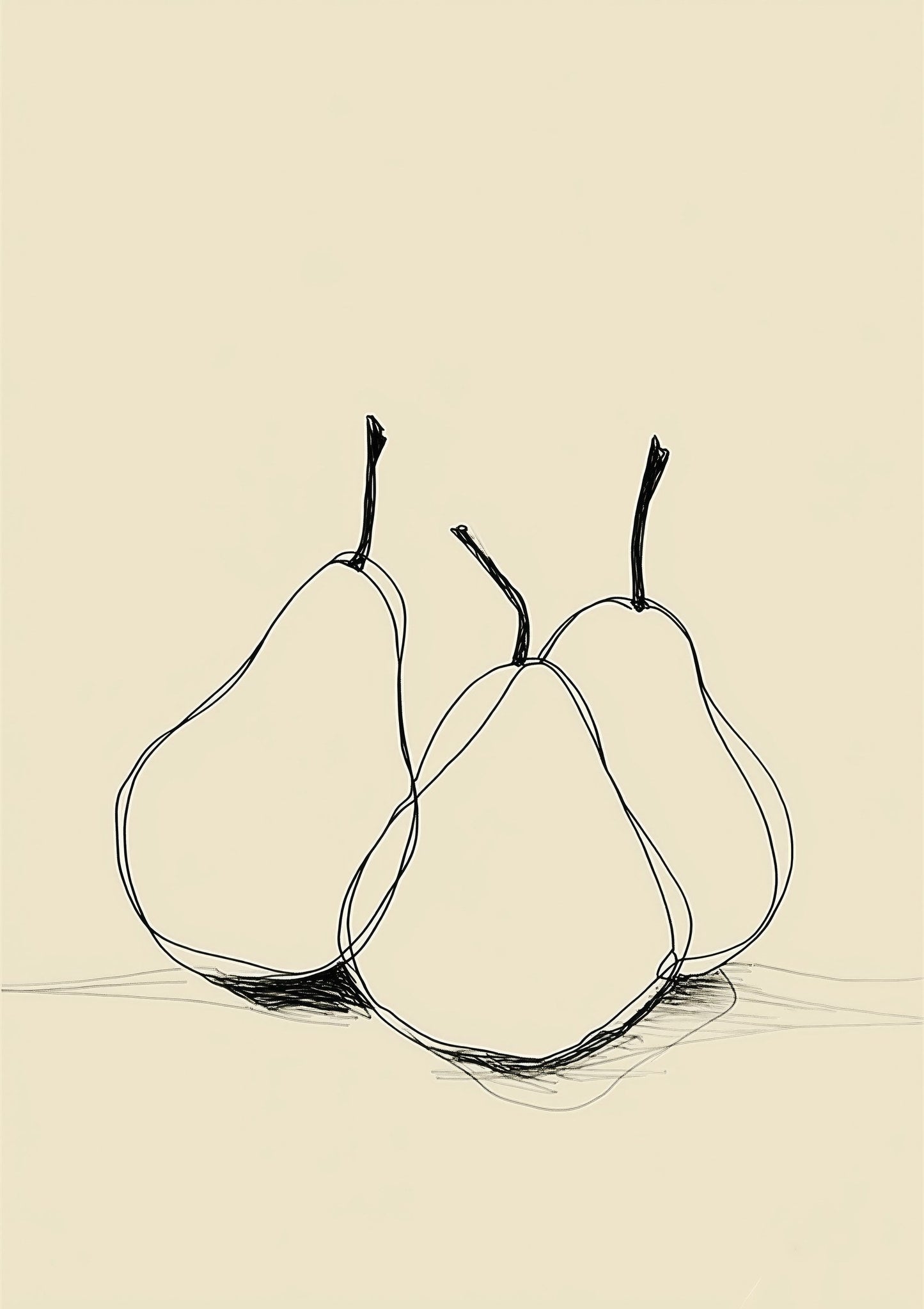 Pears Print, Minimalist Line Wall Art