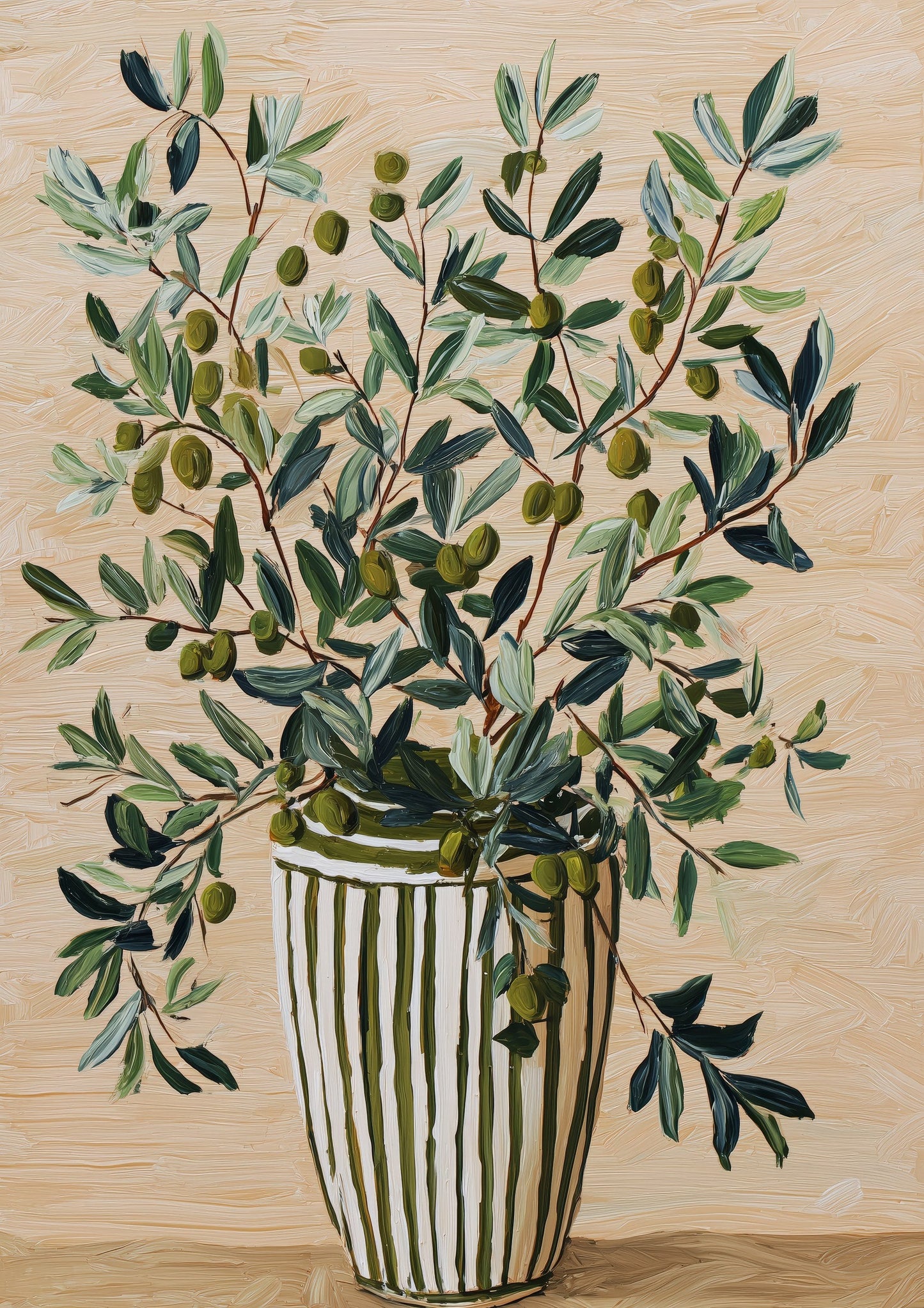 Olive Branch Vase Print, Botanical Wall Art