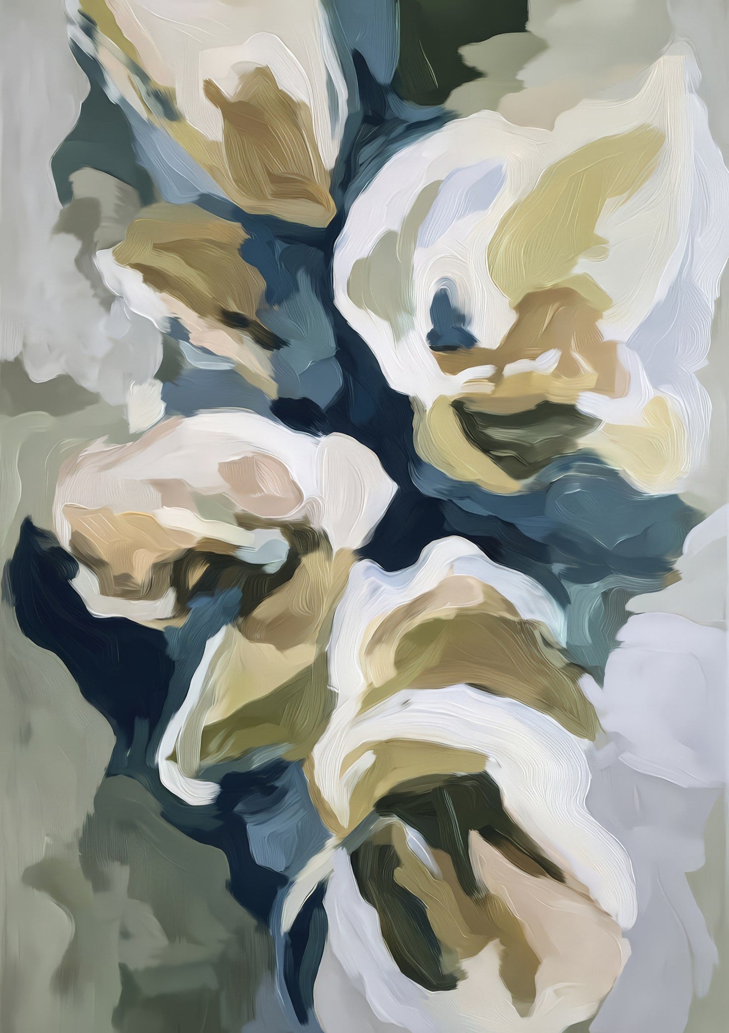 White Magnolia Print, Painterly Floral Wall Art