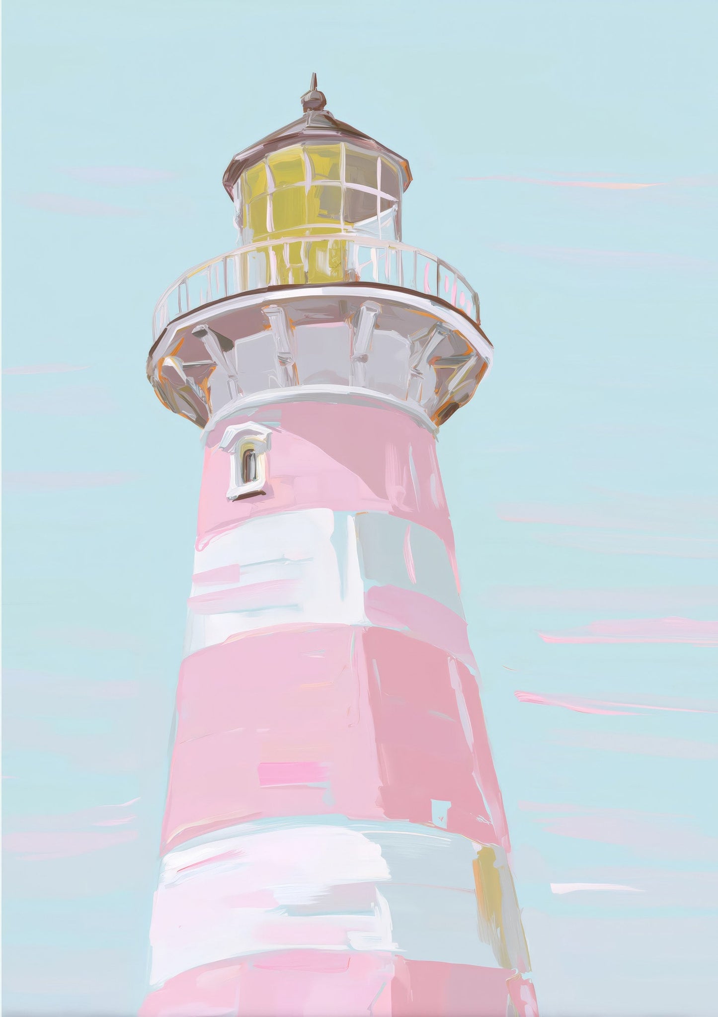 Pink Lighthouse Print, Coastal Wall Art