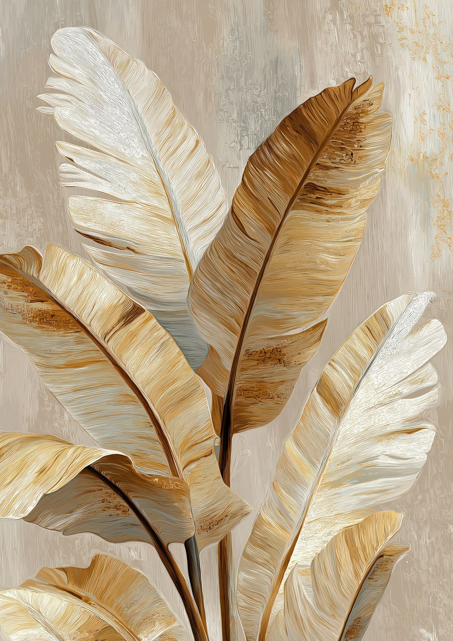 Golden Palm Leaf Print, Botanical Wall Art