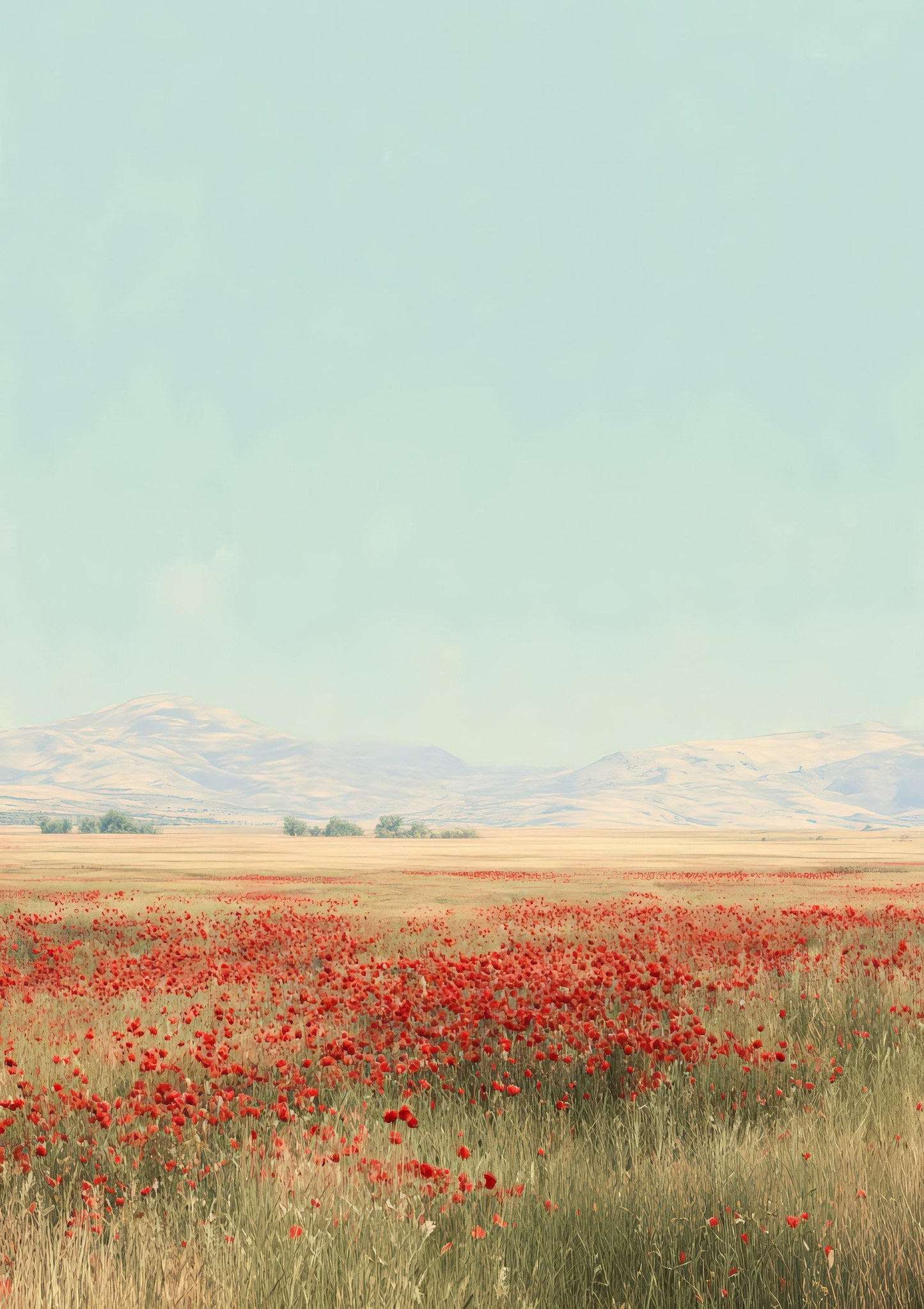 Poppy Field Print, Landscape Wall Art