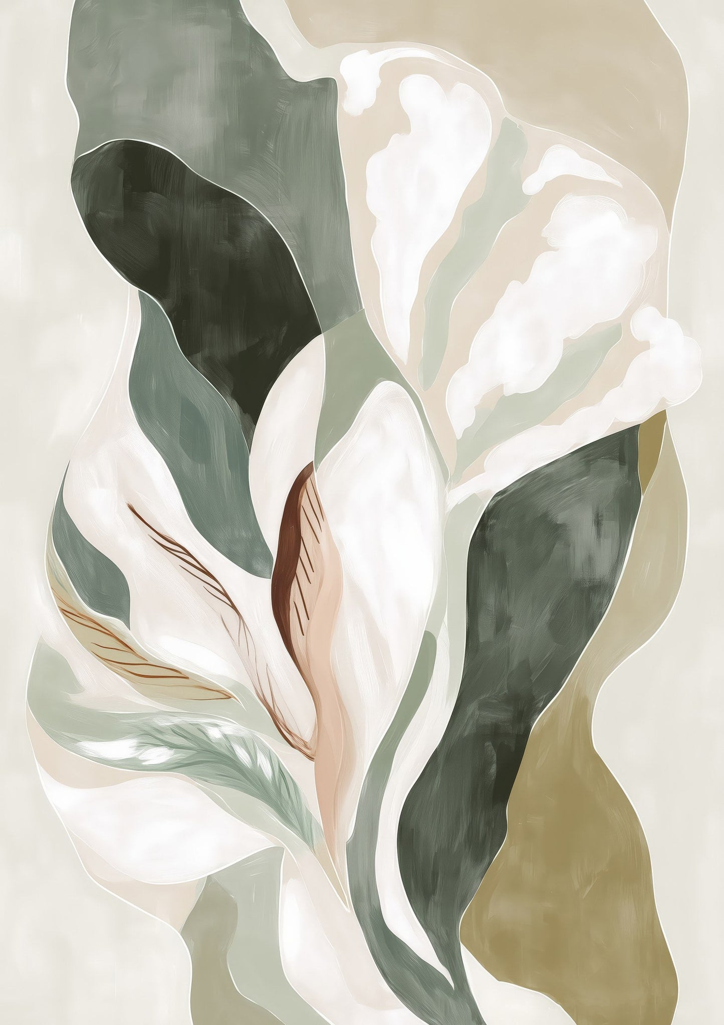 Abstract Botanical Print, Sage Wall Art