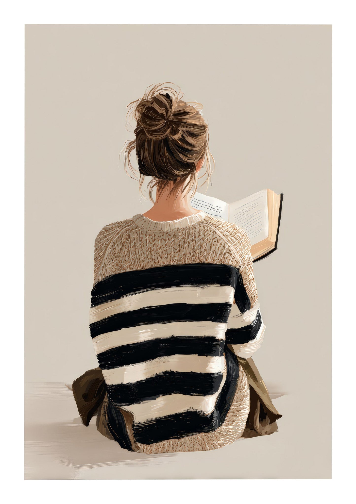 Reading Woman Print, Calm Figurative Wall Art
