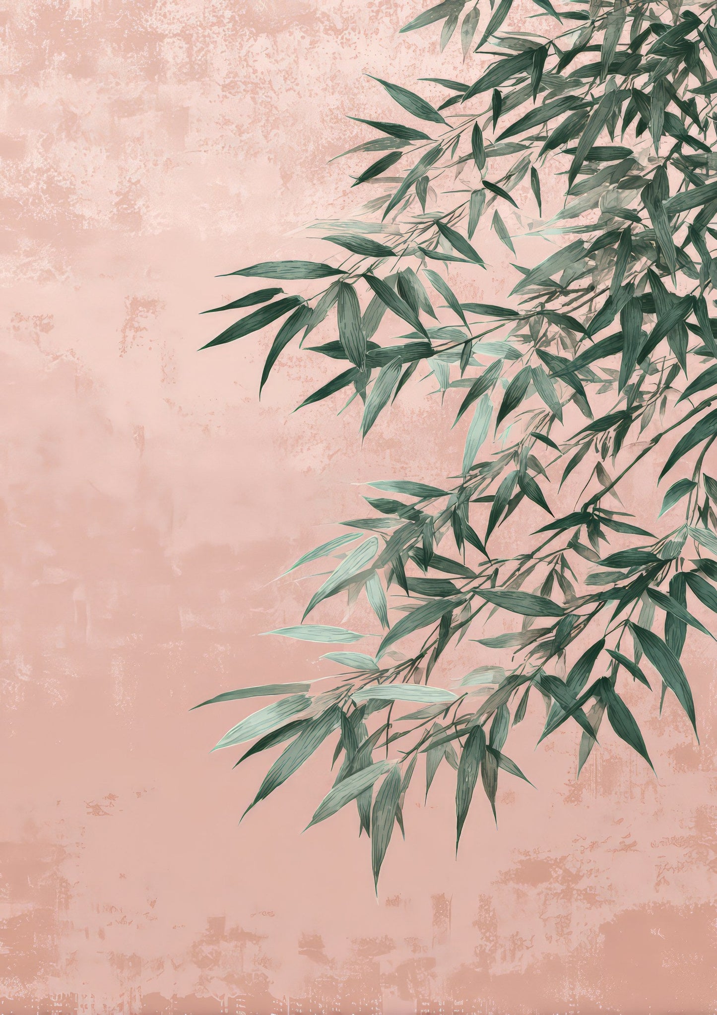 Bamboo Print, Pink Japanese Botanical Wall Art