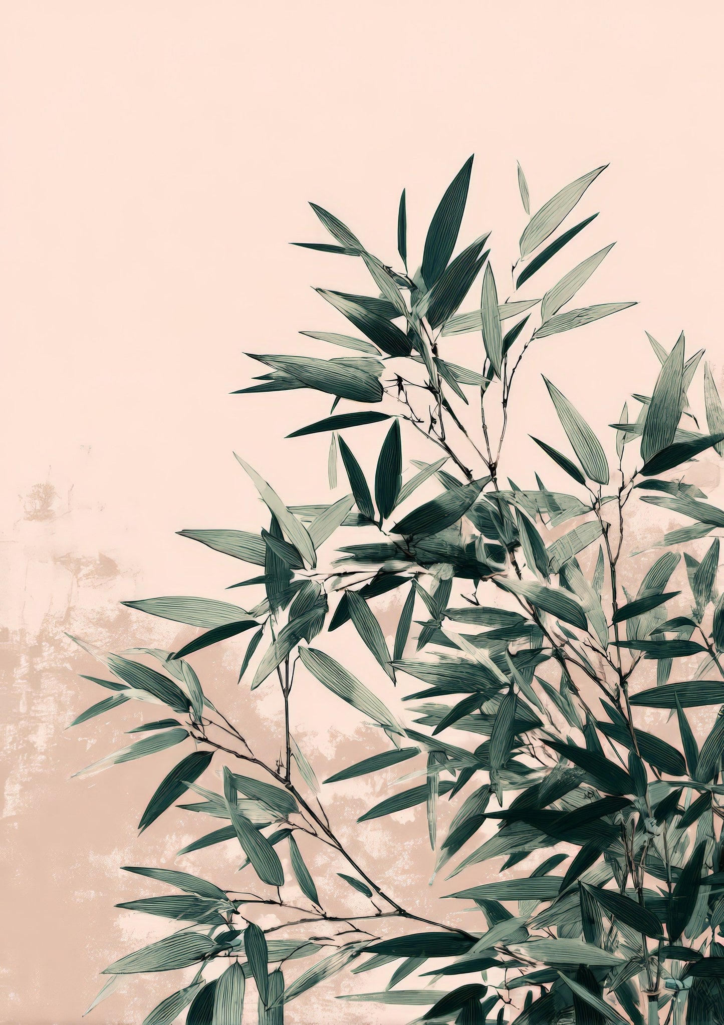 Bamboo Print, Green Japanese Botanical Wall Art