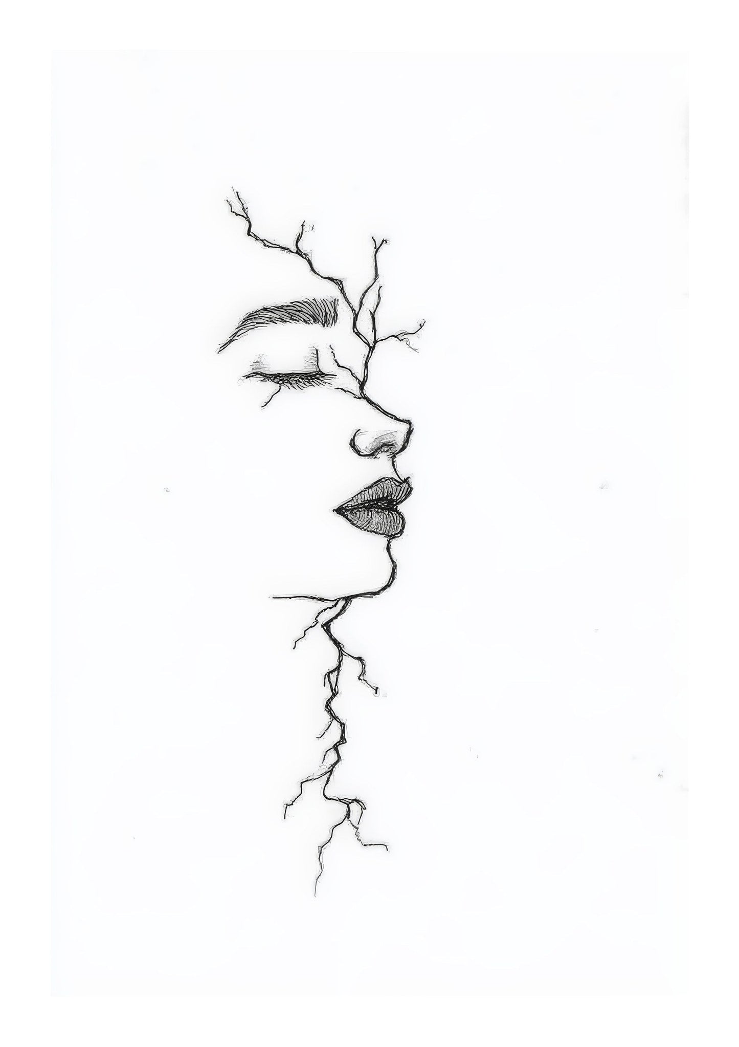 Line Face Print, Minimalist Abstract Wall Art