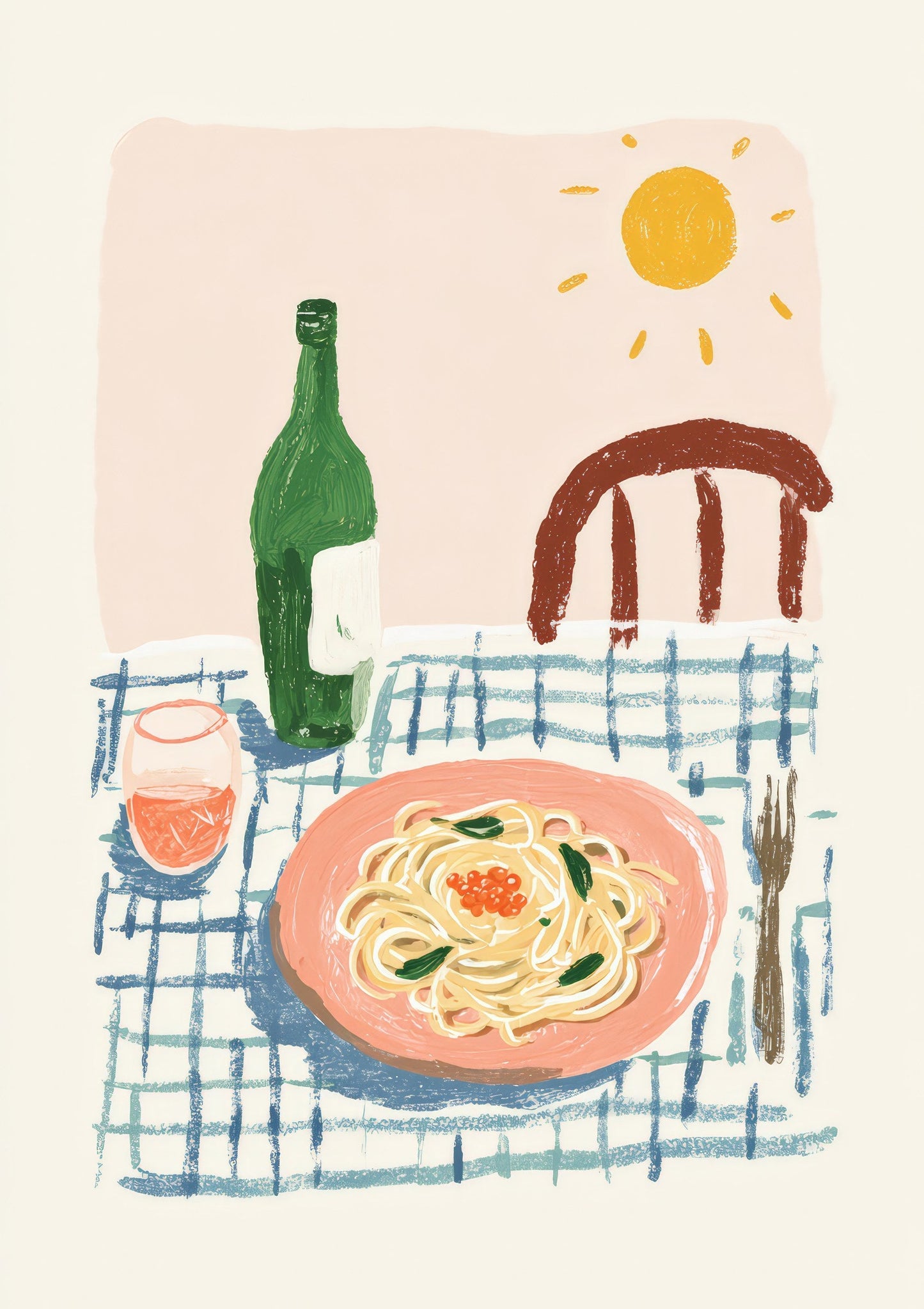 Pasta Dinner Print, Kitchen Food Wall Art