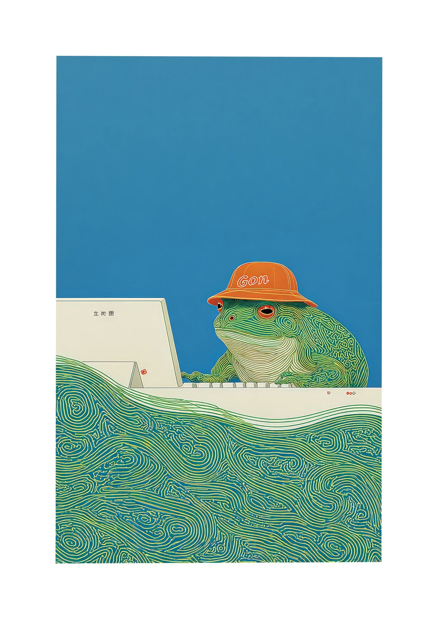 Frog in a Hat Print, Funny Animal Wall Art