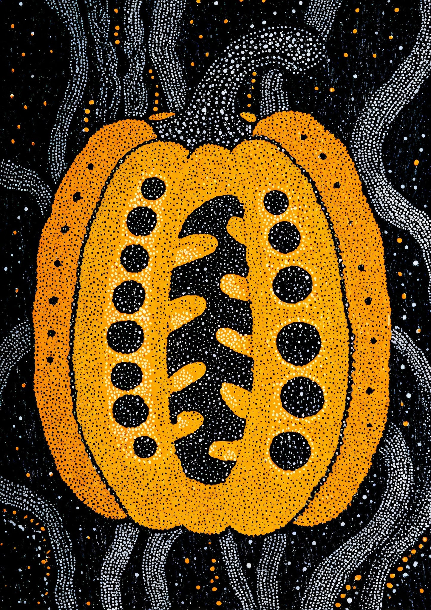 Golden Pumpkin Print, Folk Wall Art