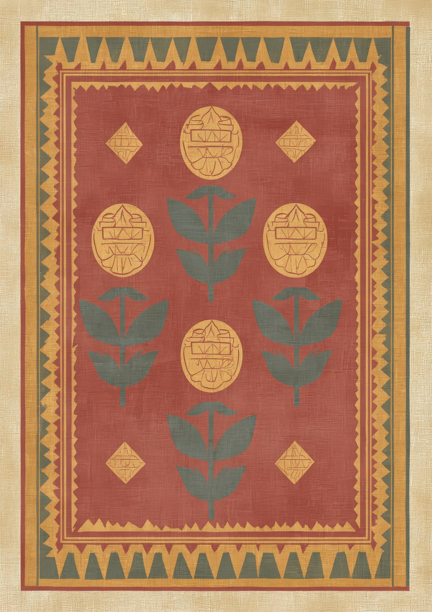 Folk Flower Panel Print, Heritage Wall Art