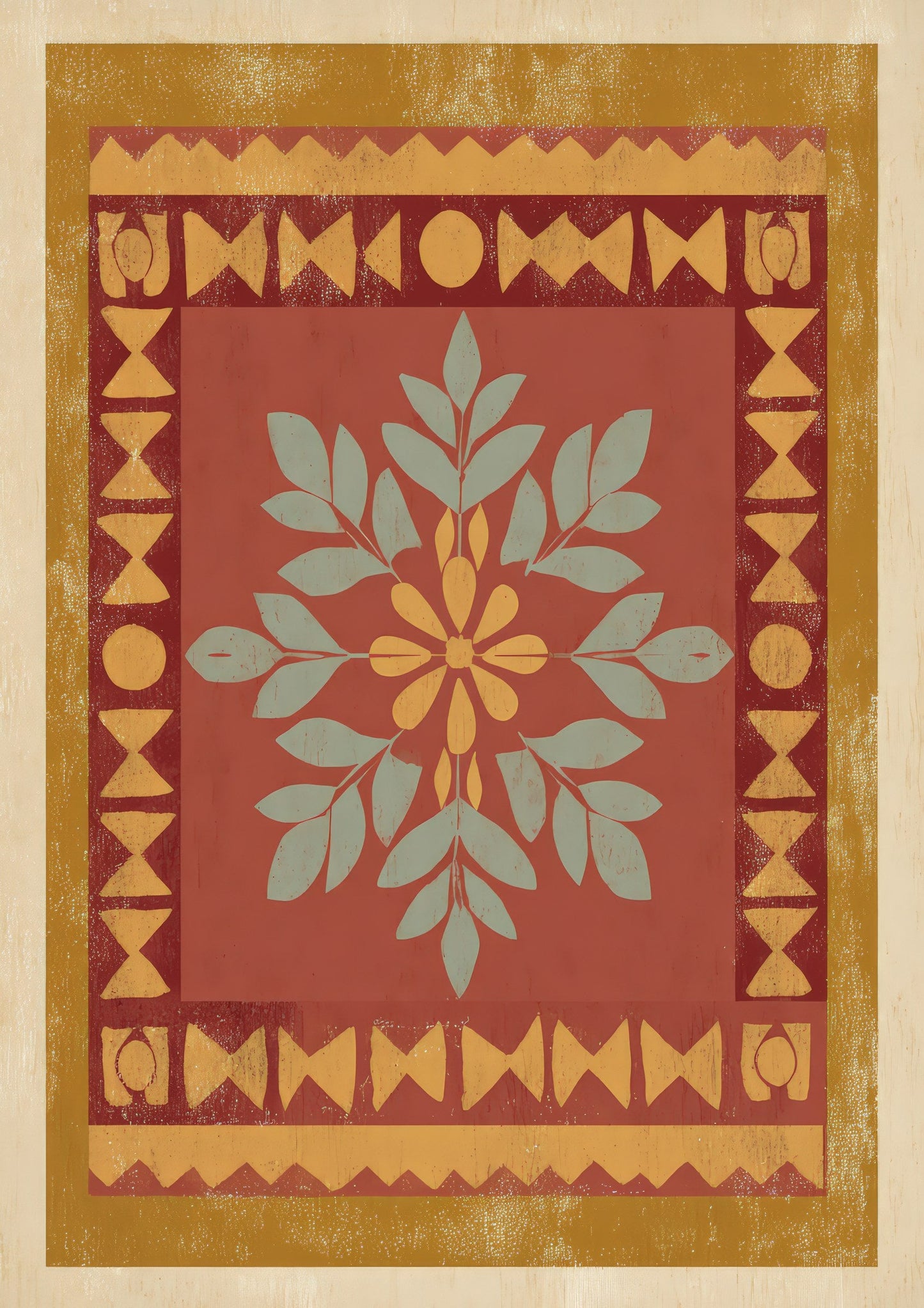 Folk Floral Medallion Print, Heritage Wall Art