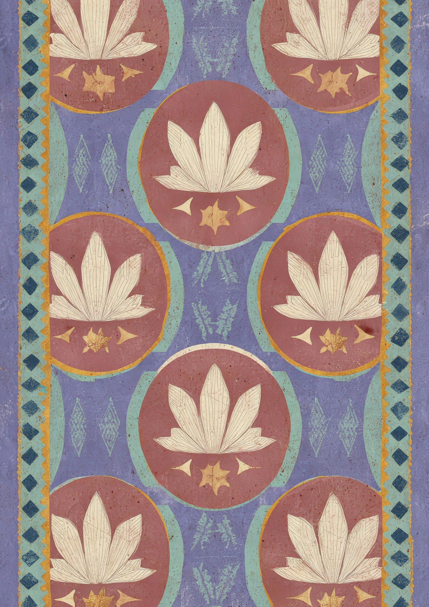 Folk Floral Pattern Print, Heritage Wall Art