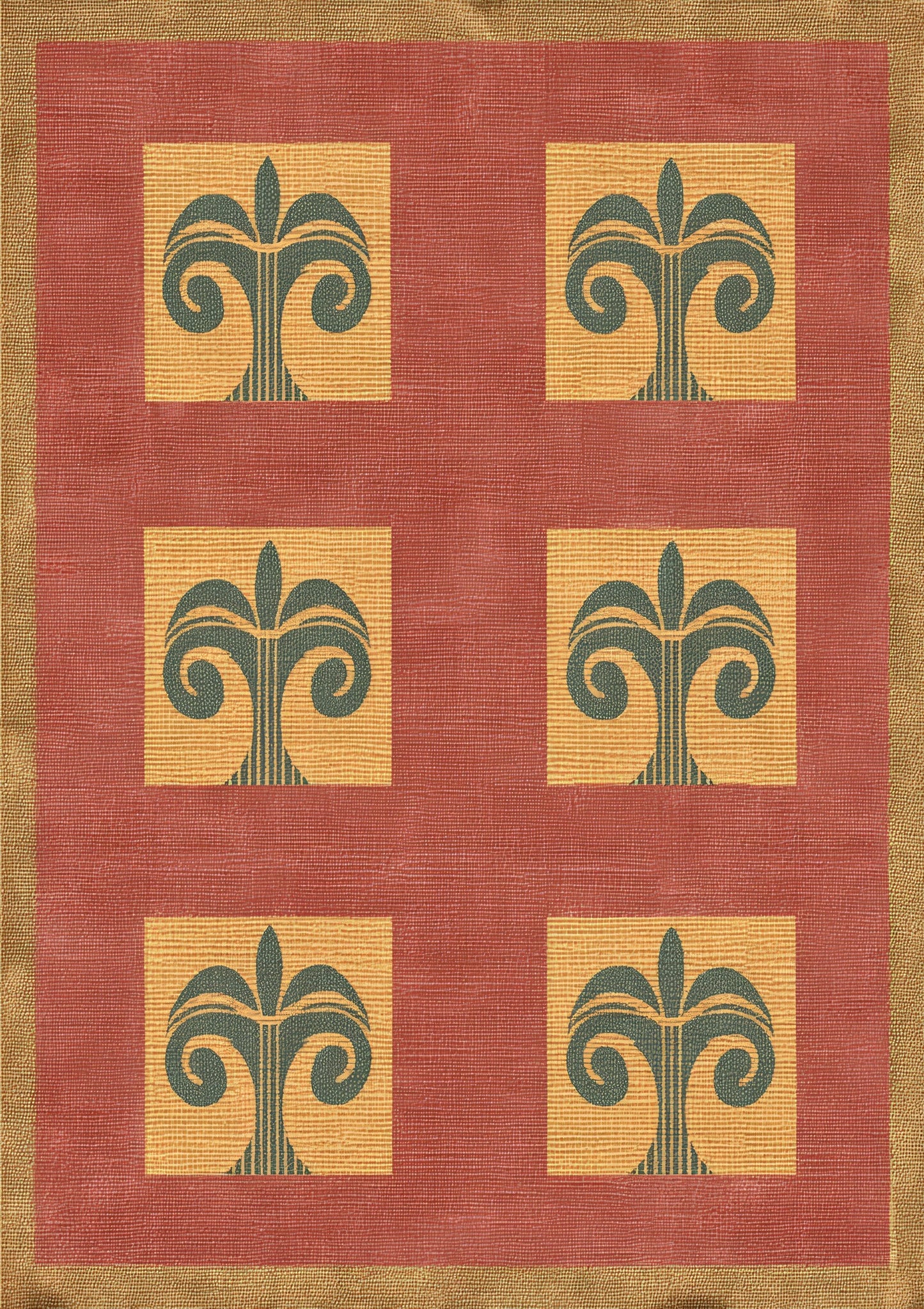 Folk Tree Panel Print, Terracotta Wall Art