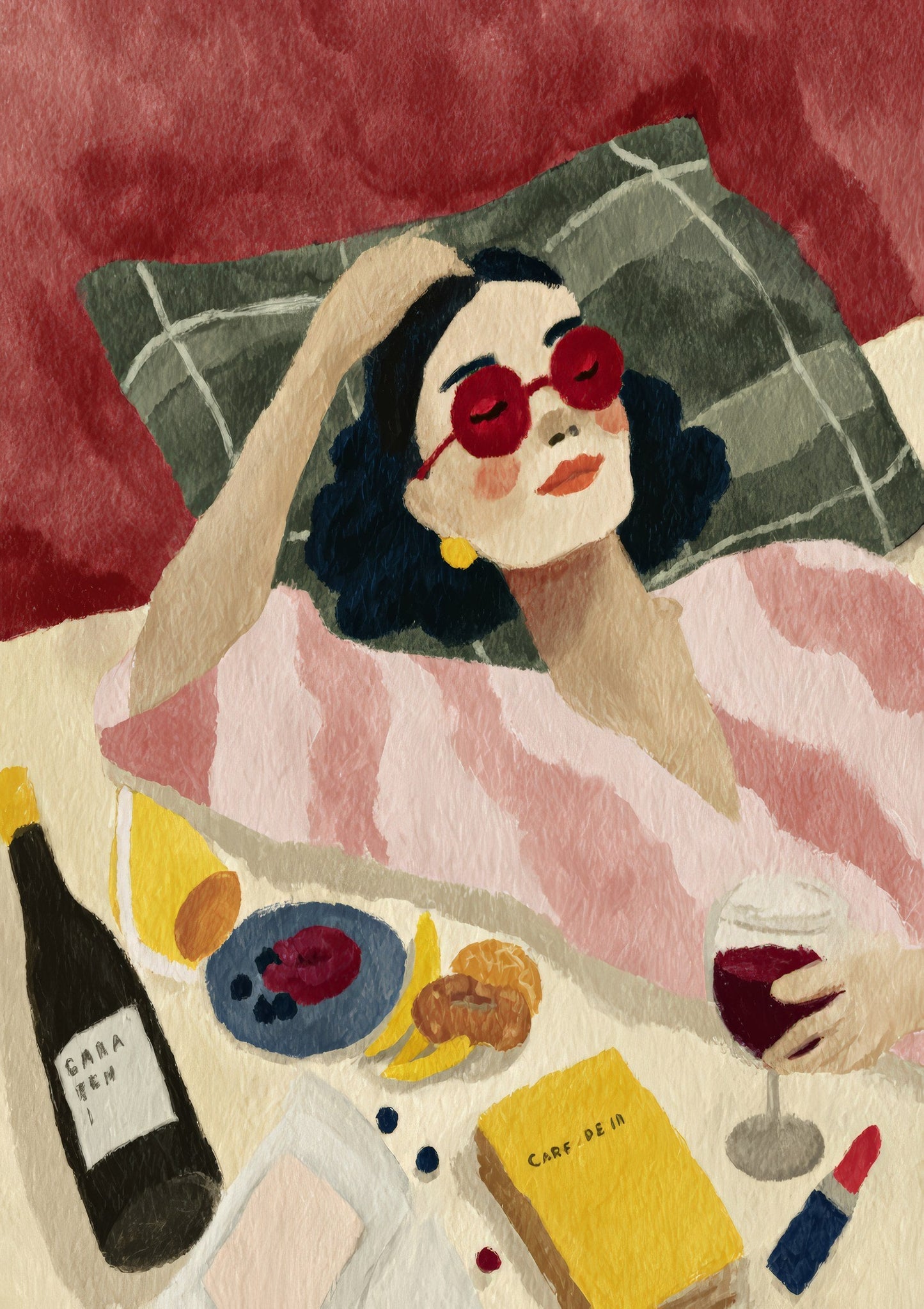 Woman in Bed Print, Figurative Wall Art