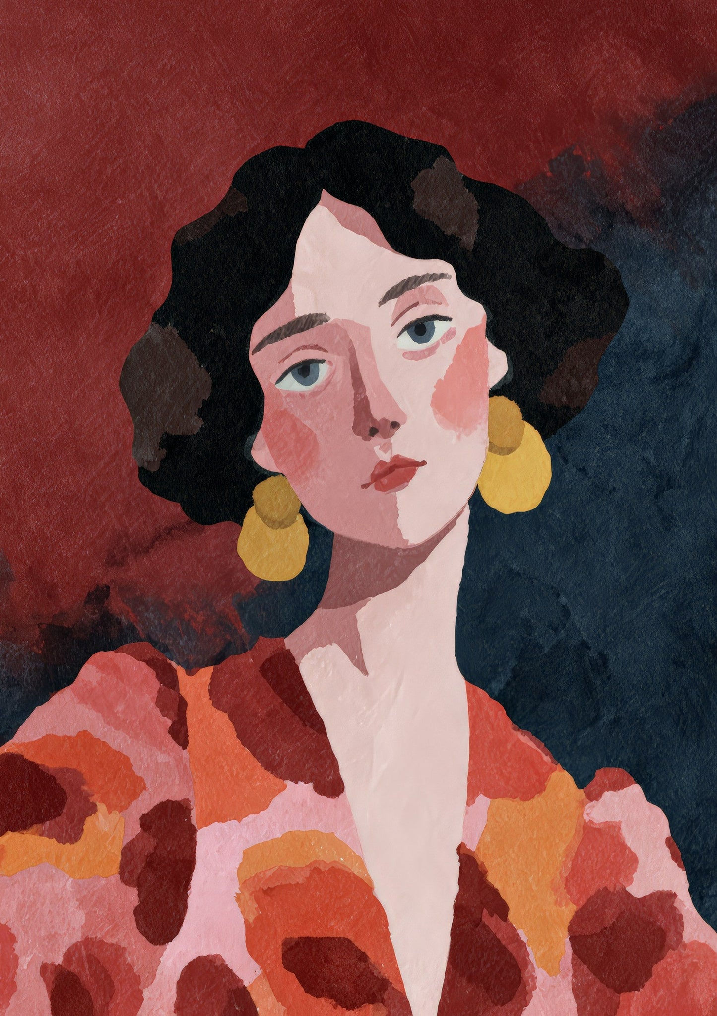 Woman in Leopard Print, Painterly Portrait Wall Art