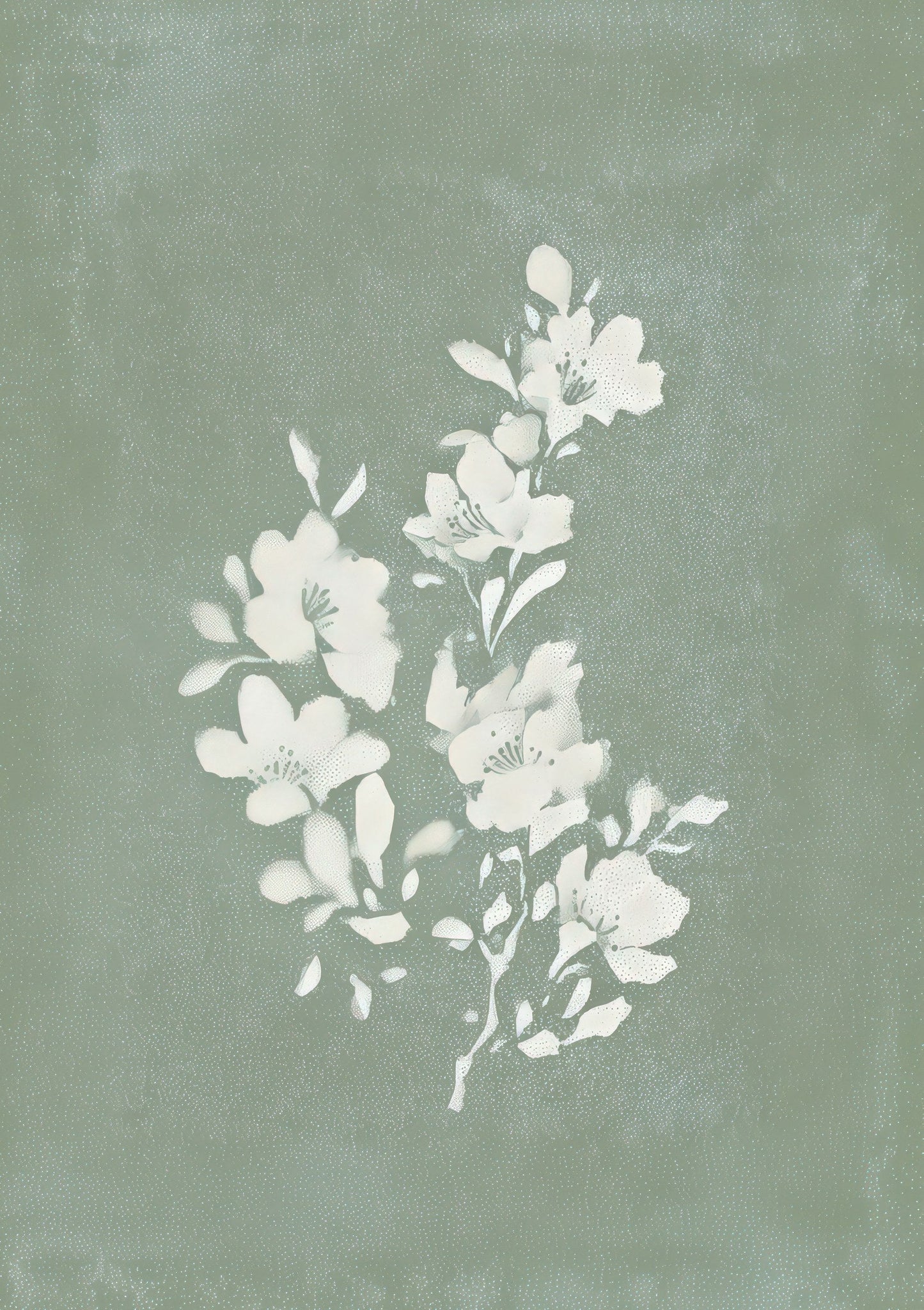 White Blossom Print, Japanese Botanical Wall Art