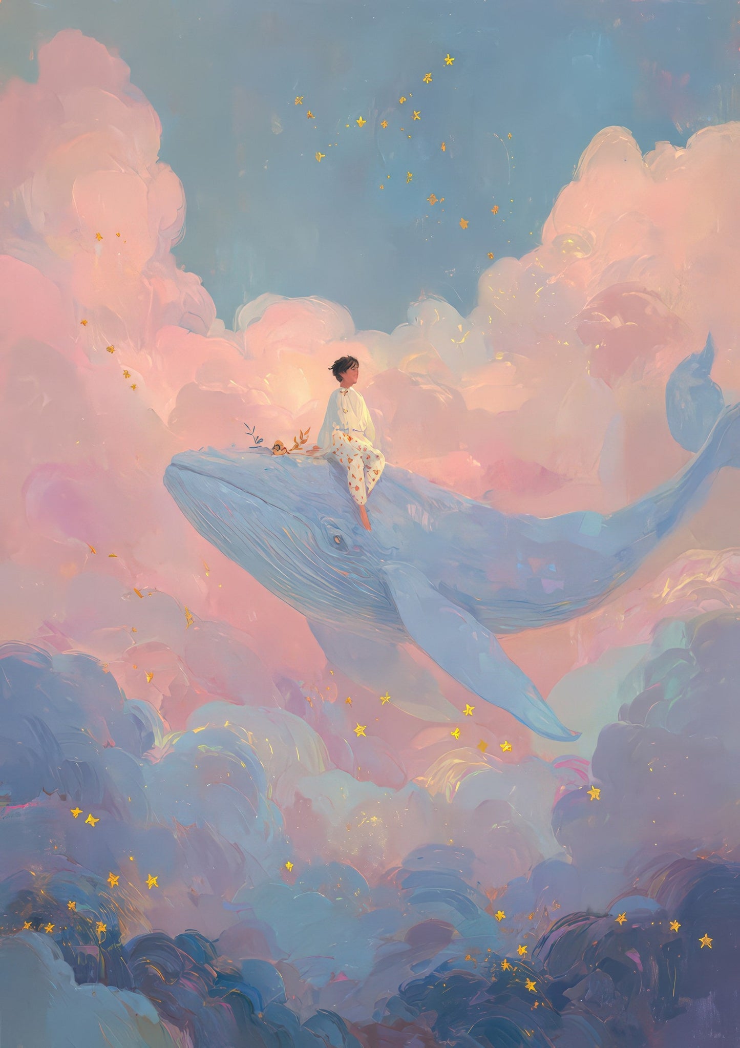 Child and Whale Print, Dreamy Nursery Wall Art