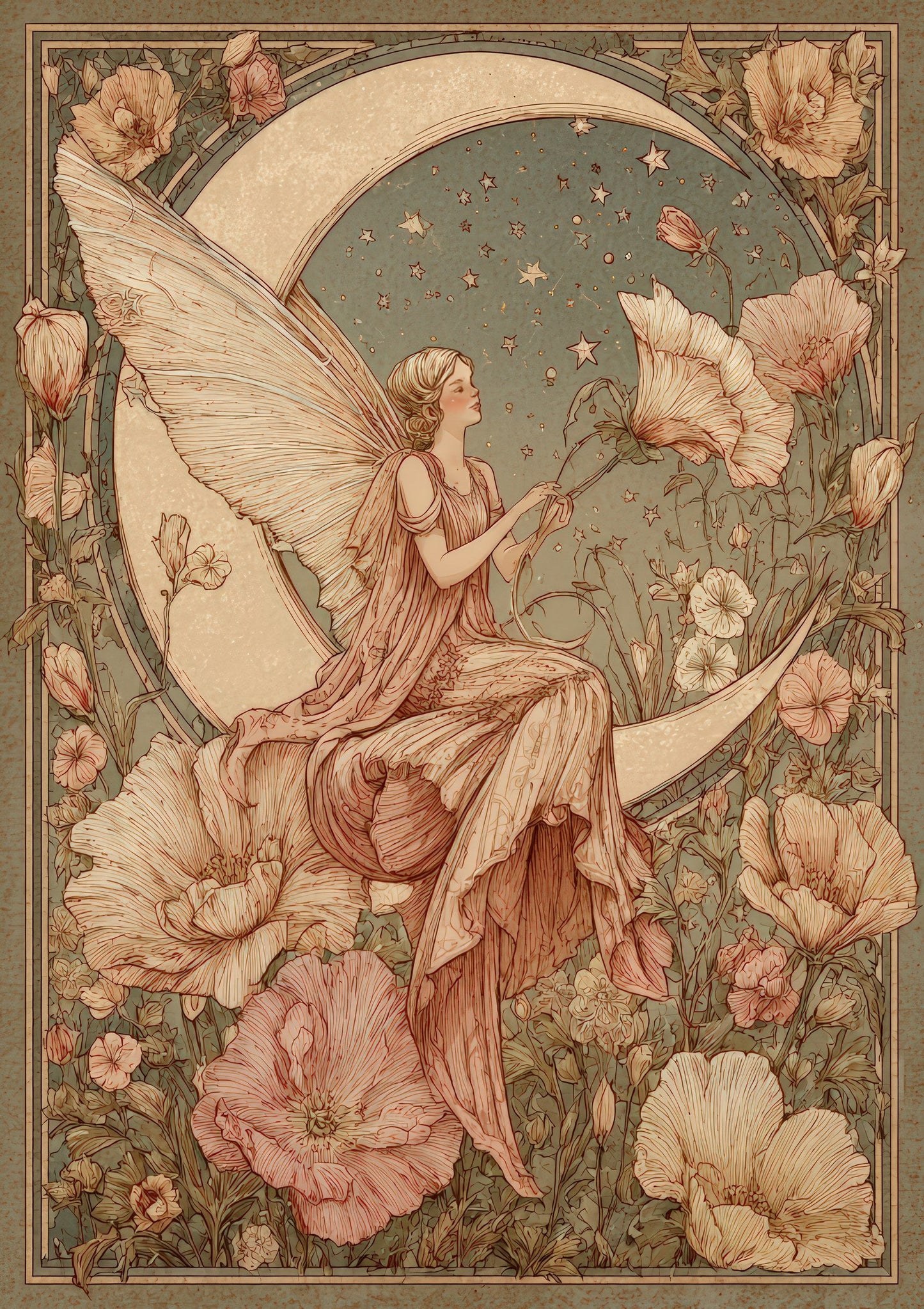 Fairies Print, Mystical Vintage Wall Art