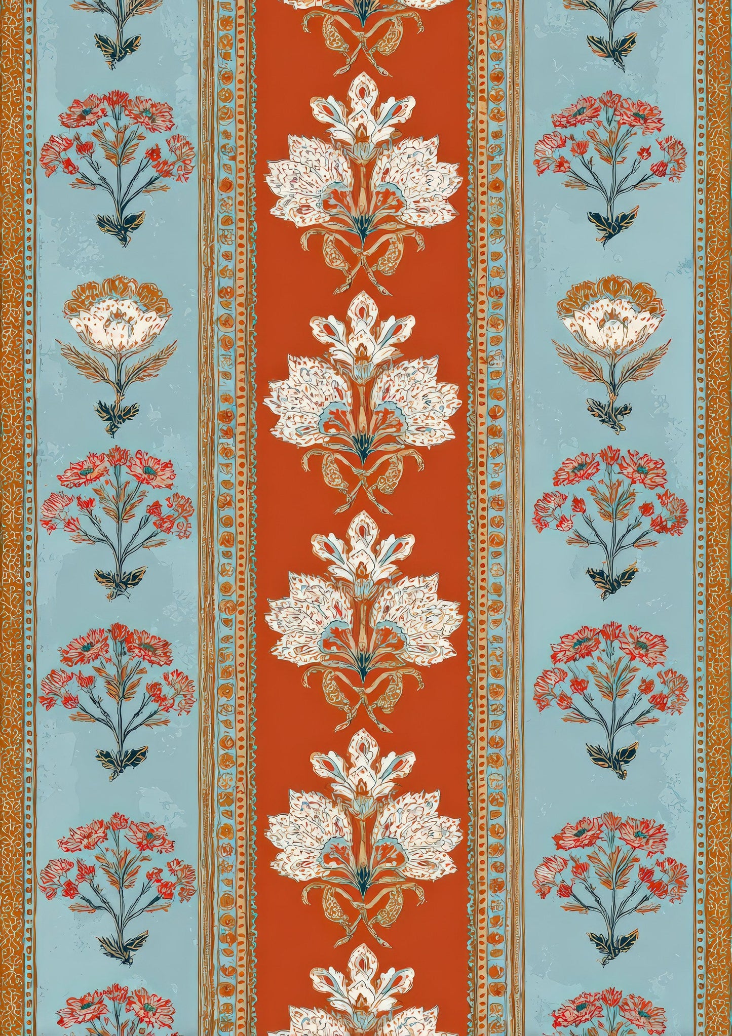 Floral Textile Panel Print, Vintage Heritage Wall Art