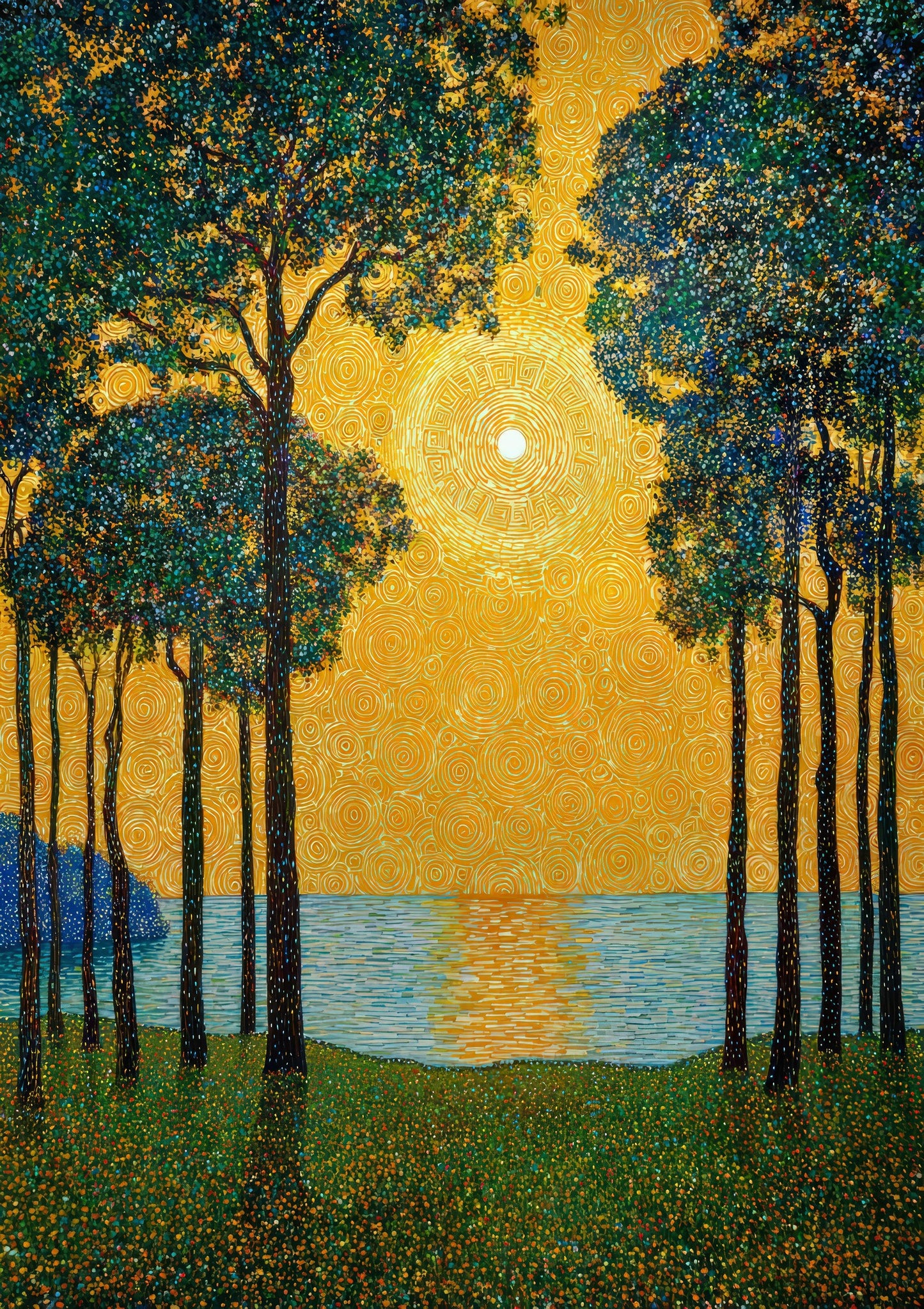 Golden Trees Print, Landscape Wall Art