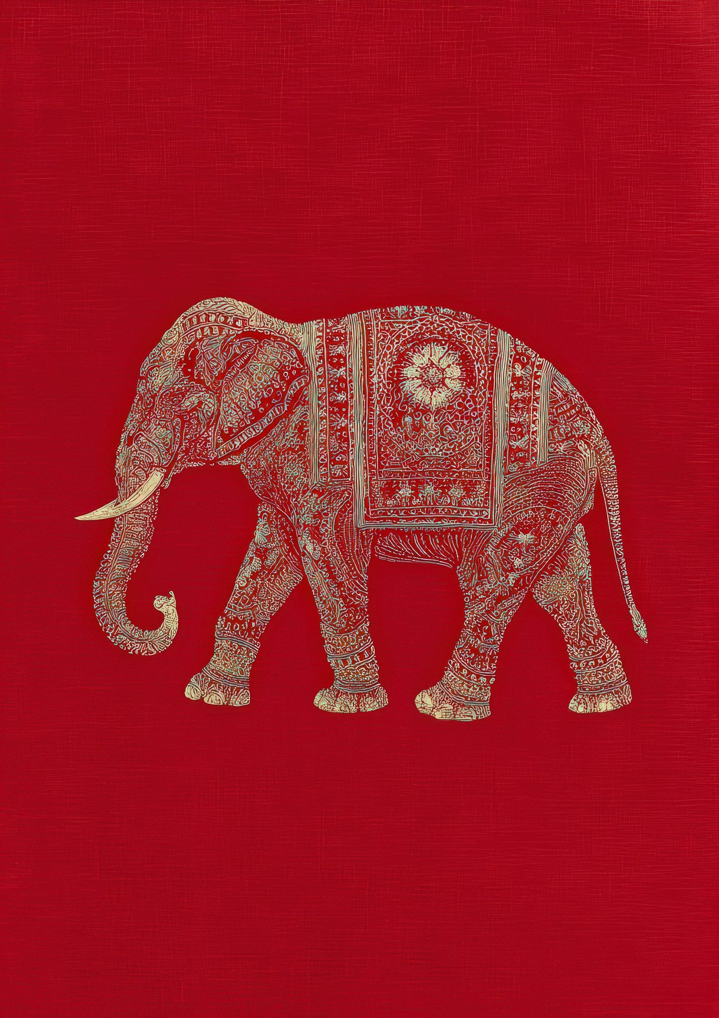 Ornate Elephant Print, Indian Heritage Wall Art