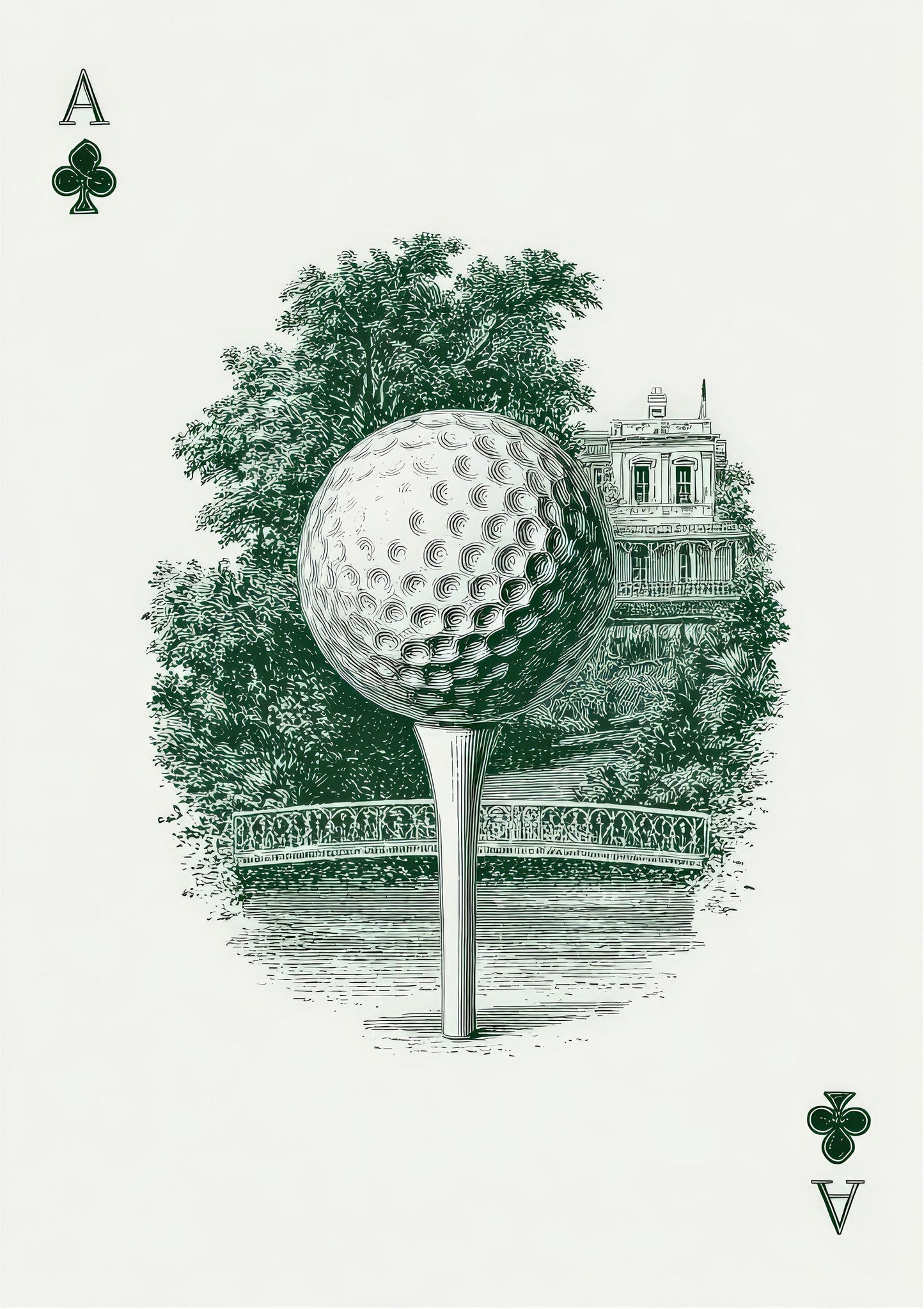 Golf Ace of Clubs Print, Vintage Sport Wall Art