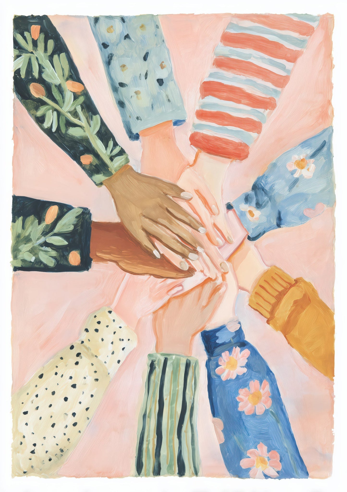 Hands in a Circle Print, Community Wall Art