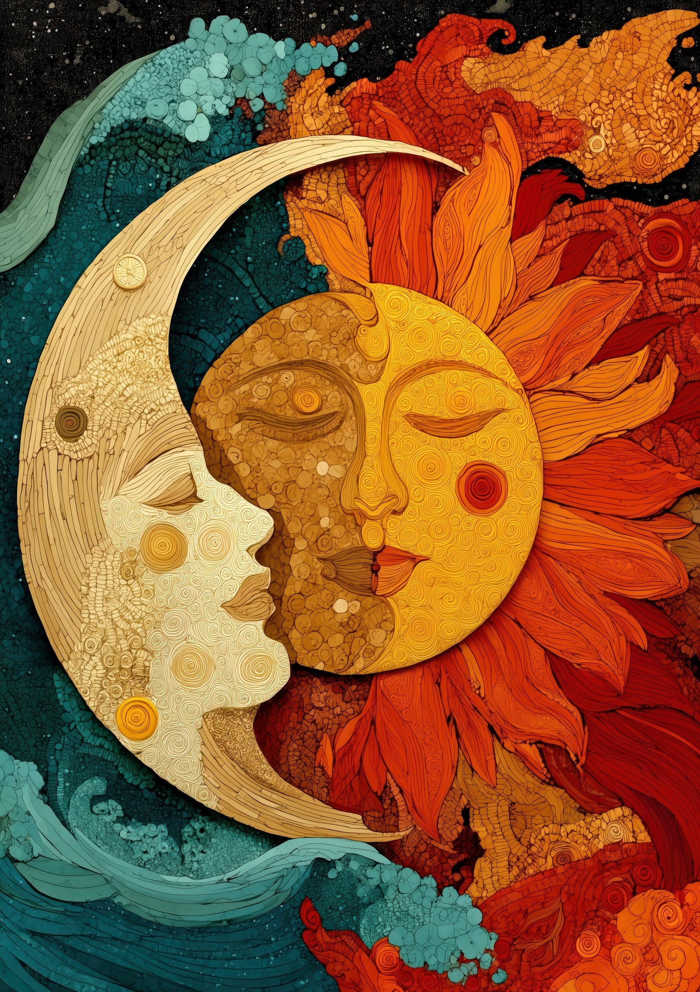 Sun and Moon Print, Celestial Wall Art
