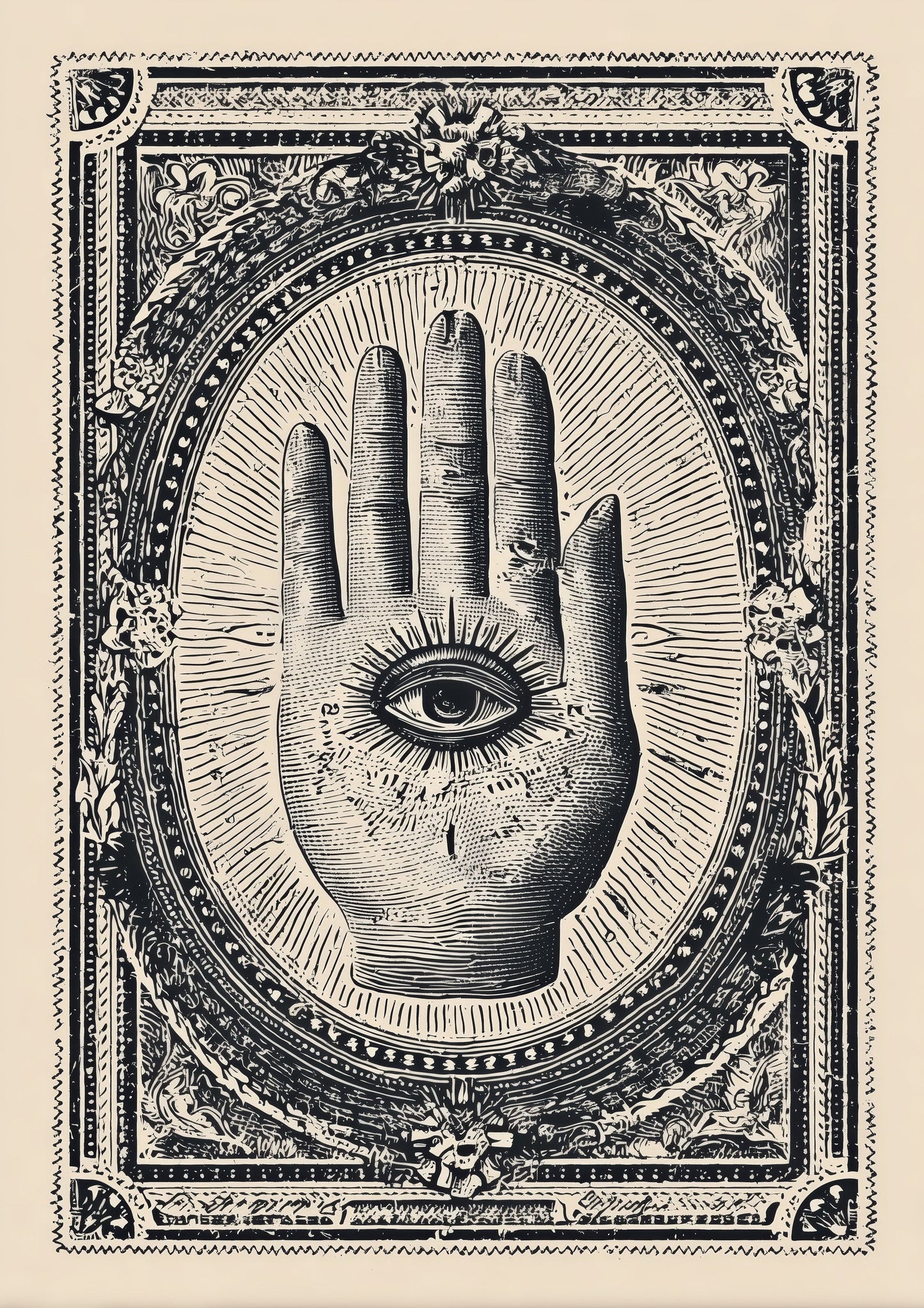 Hamsa Hand Print, Mystical Wall Art