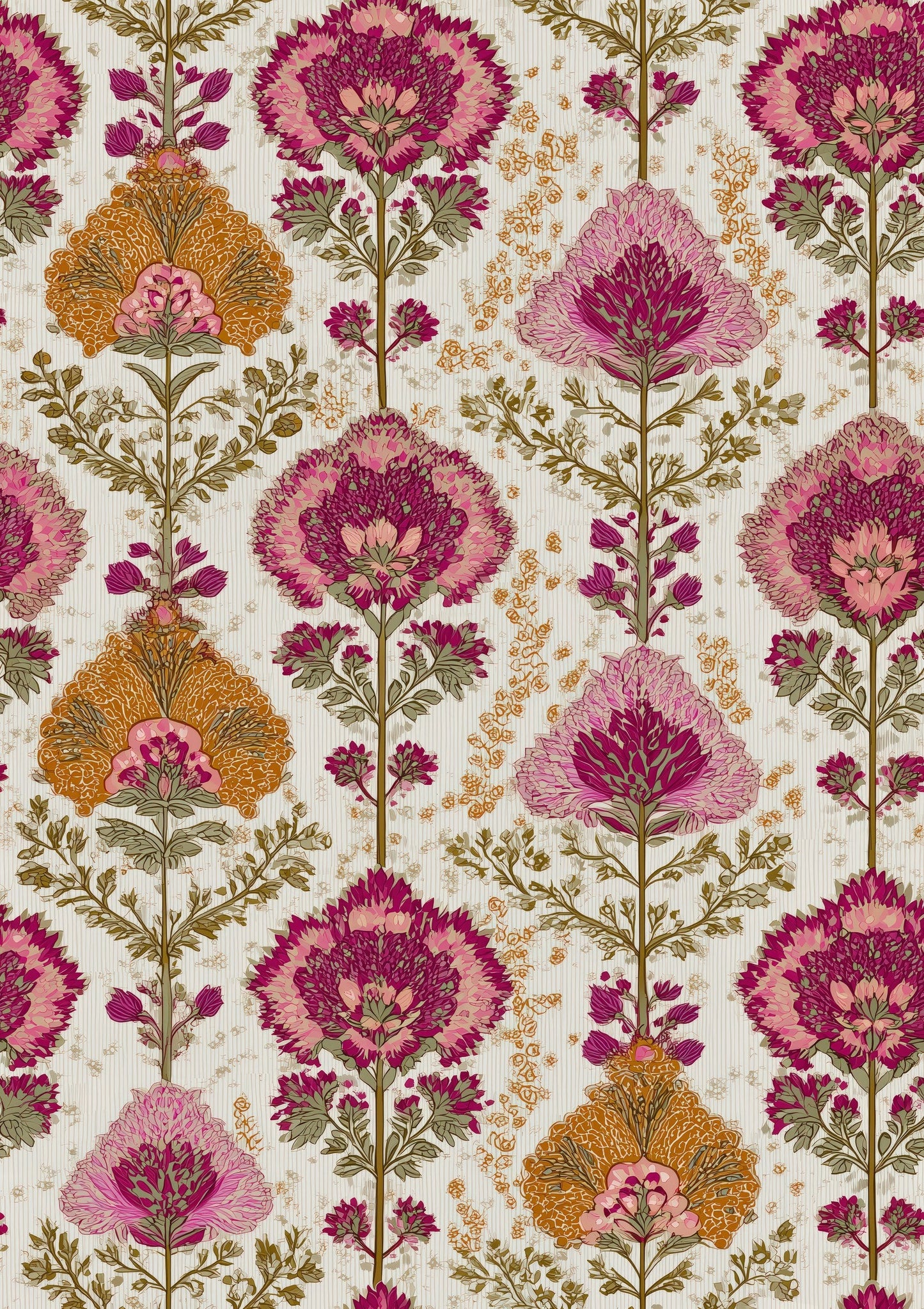 Pink Folk Floral Print, Textile Wall Art