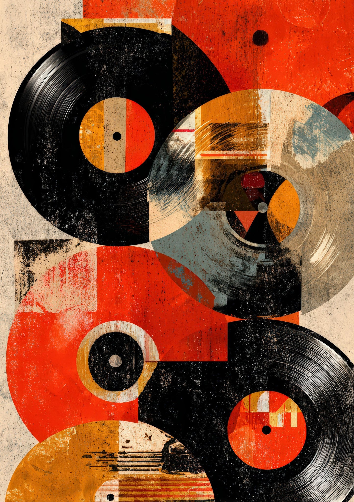 Vinyl Records Print, Retro Music Wall Art