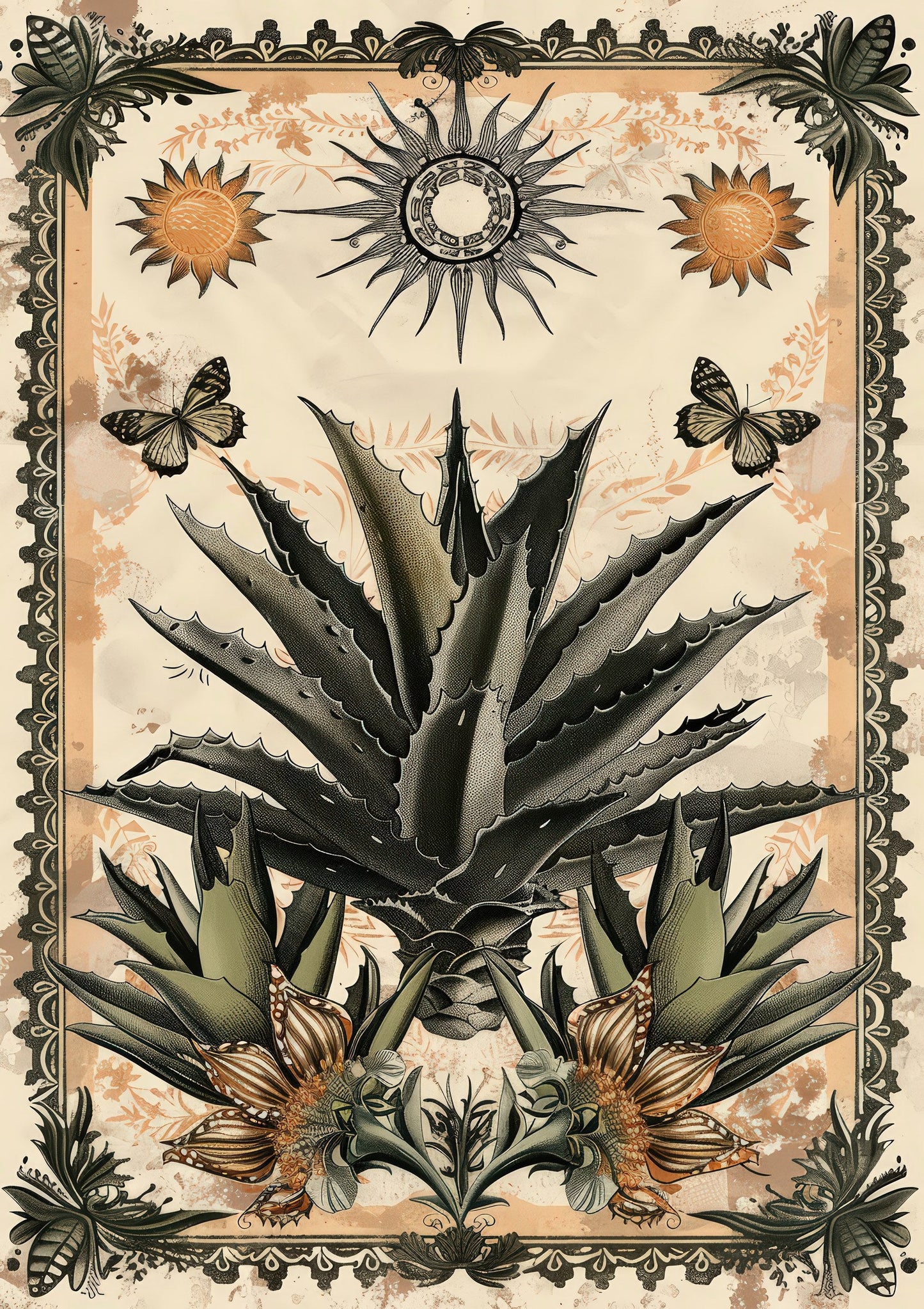 Agave Print, Vintage Botanical Wall Art