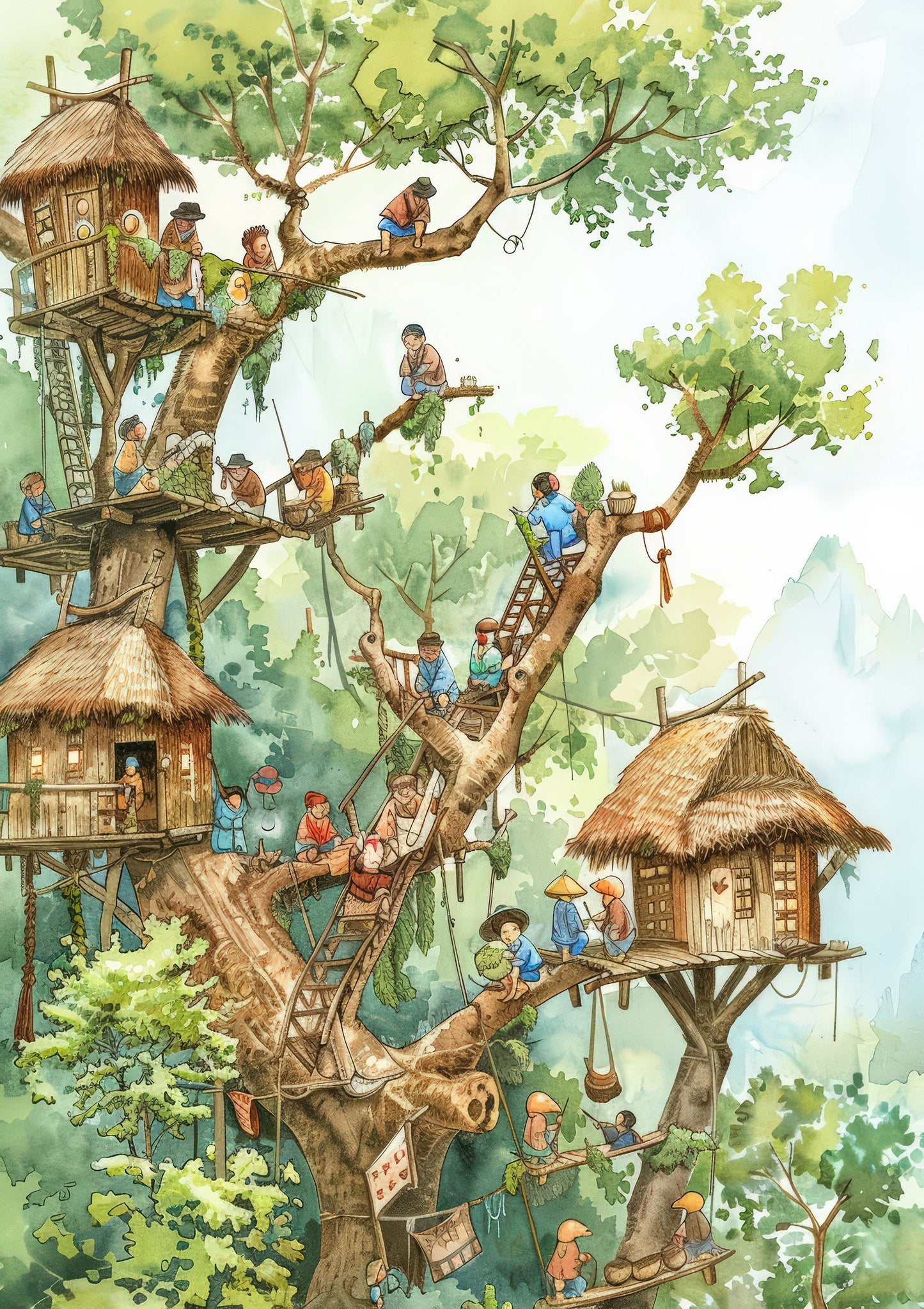 Treehouse Print, Whimsical Storybook Wall Art