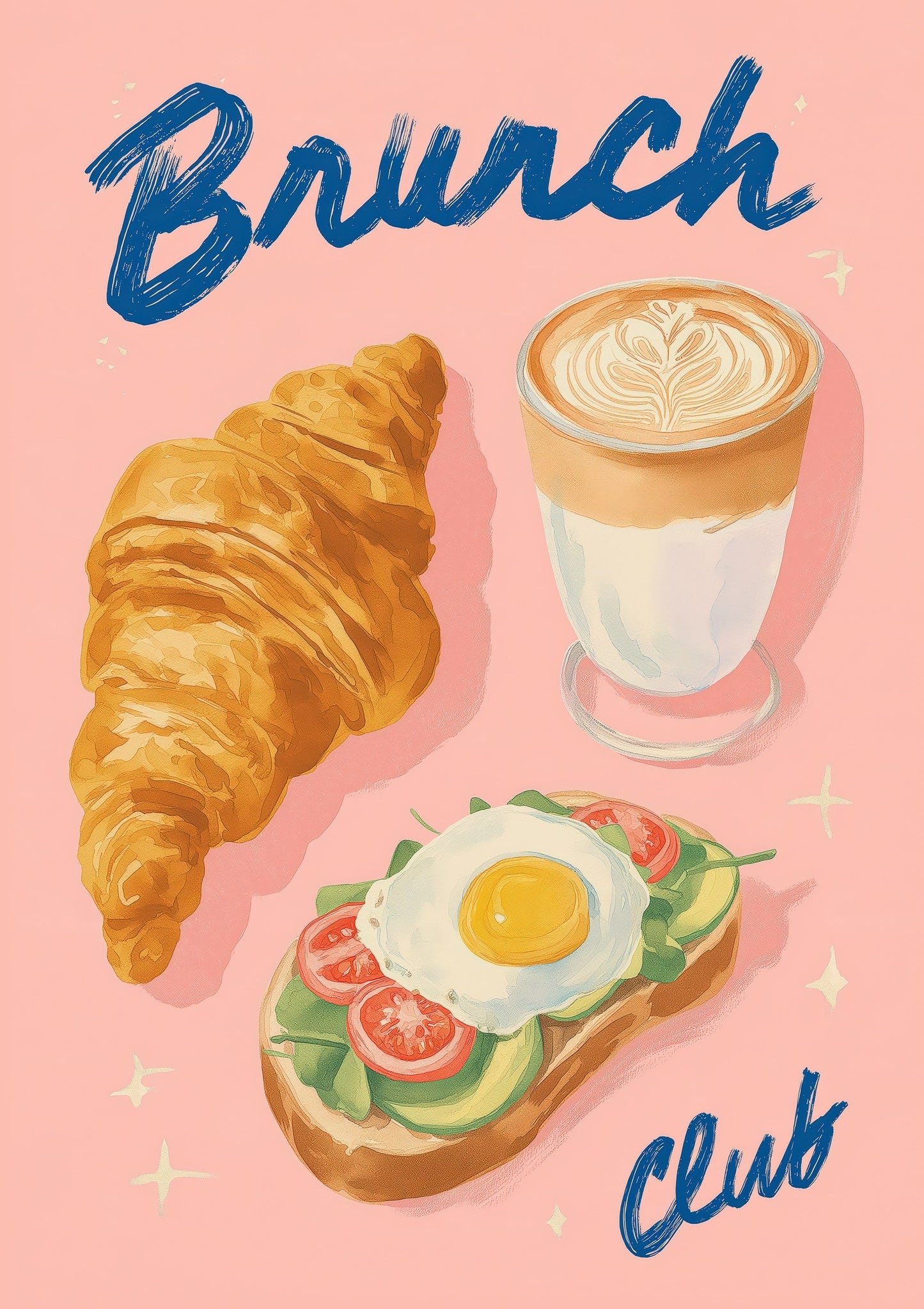 Brunch Club Print, Kitchen Food Wall Art