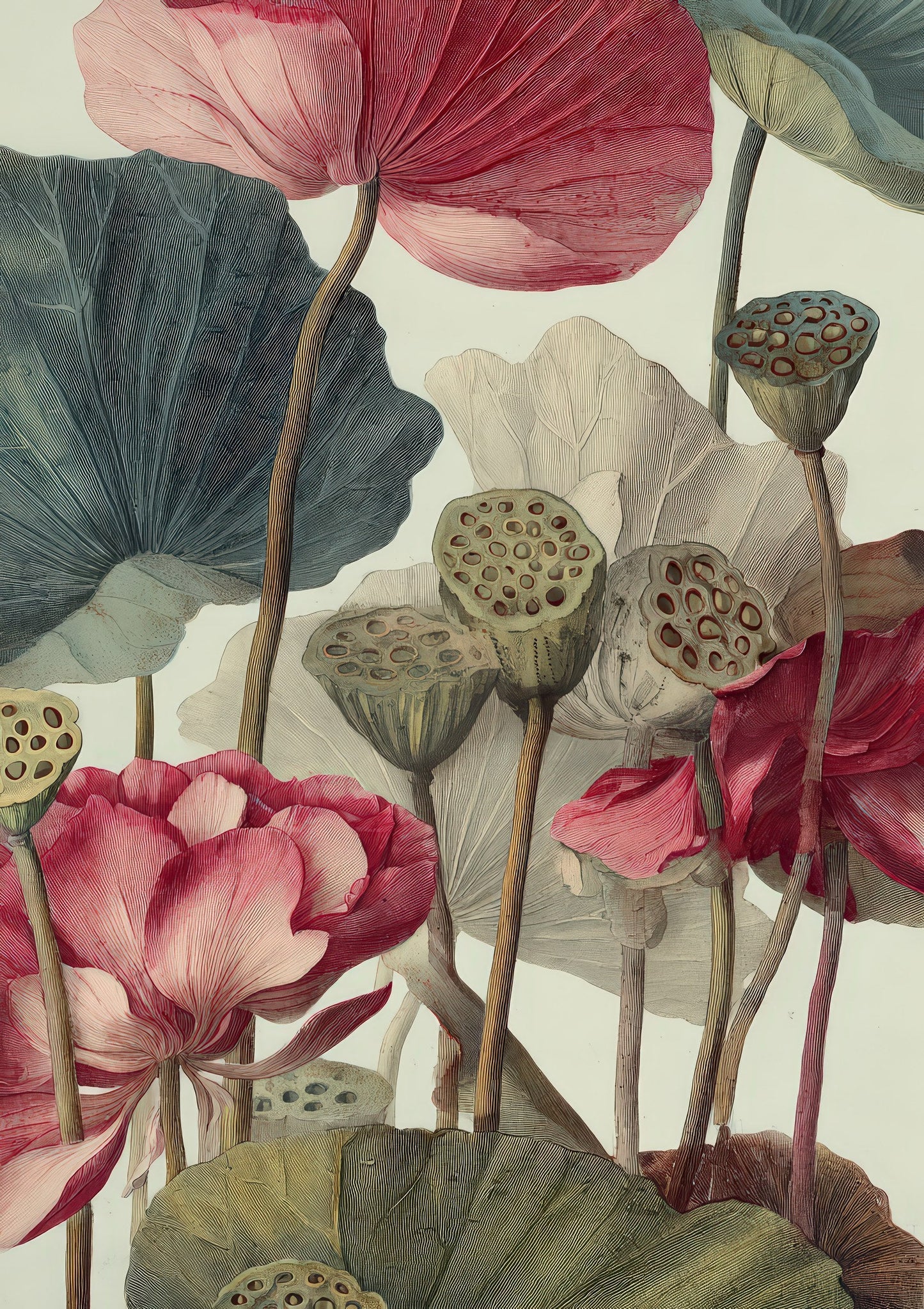 Lotus and Protea Print, Botanical Wall Art
