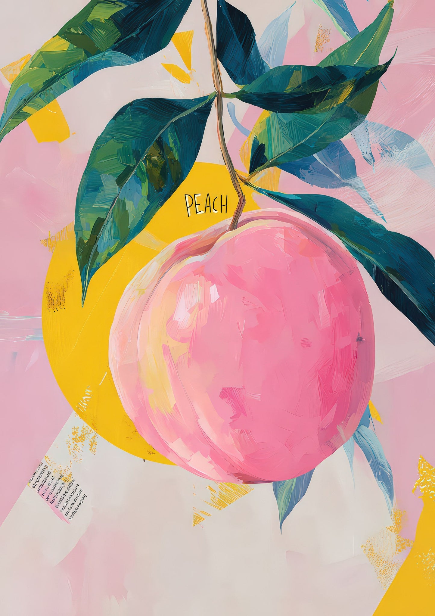 Peach Print, Kitchen Fruit Wall Art
