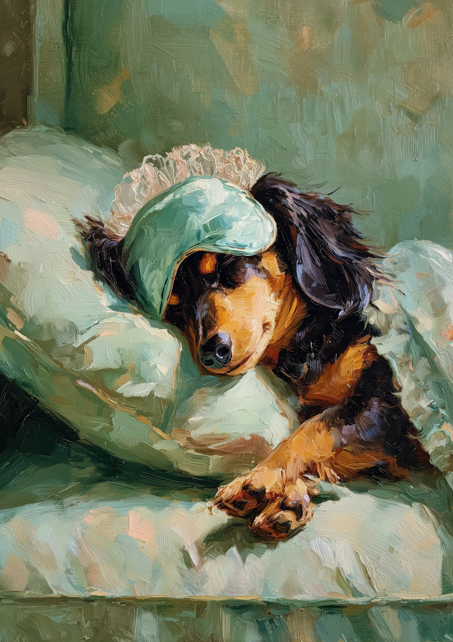 Sleepy Dachshund Print, Funny Dog Wall Art