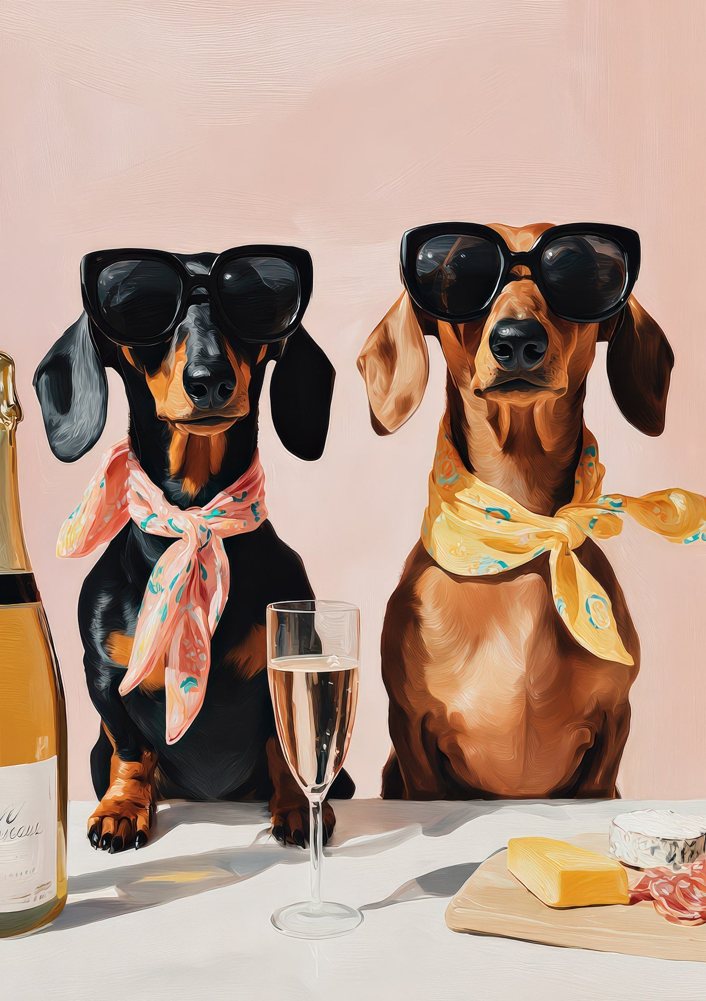 Two Dachshunds Print, Funny Dog Wall Art