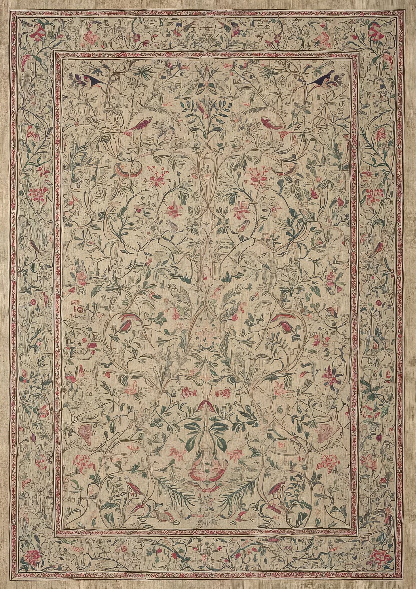 Floral Textile Panel Print, Vintage Wall Art