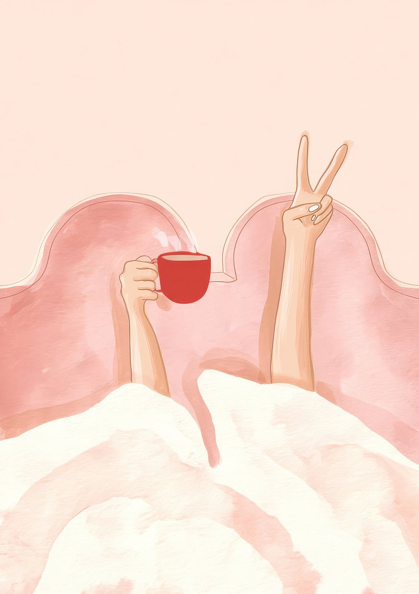 Morning Coffee in Bed Print, Figurative Wall Art