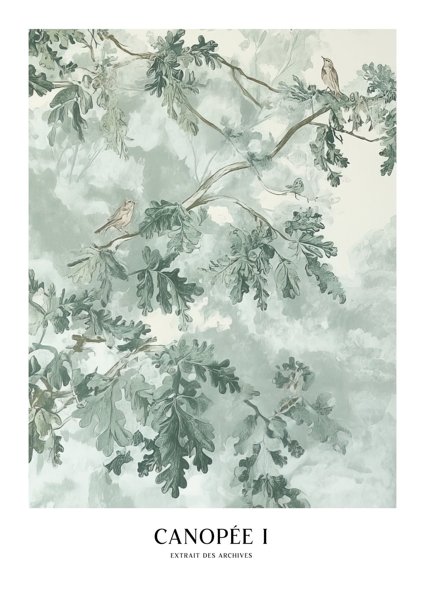Green Canopy Toile Print, Vintage Wall Art