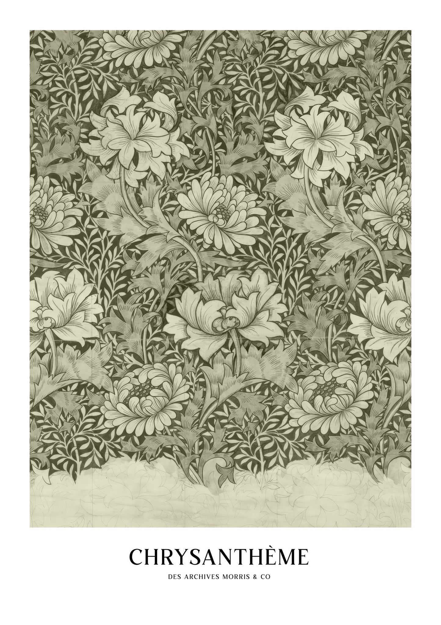 Chrysanthemum Morris Print, Green Heritage Wall Art