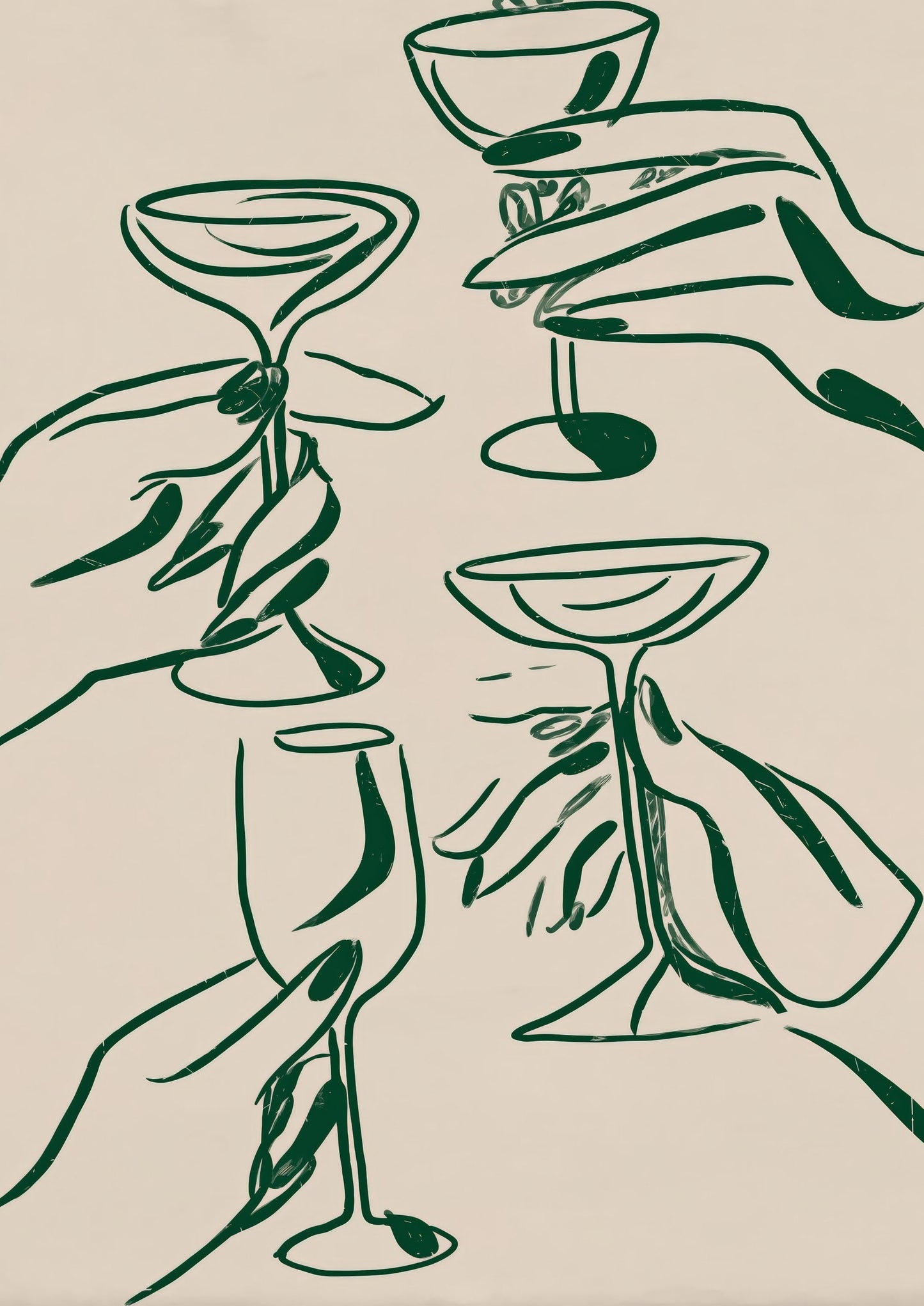 Cocktail Hour Print, Line Wall Art