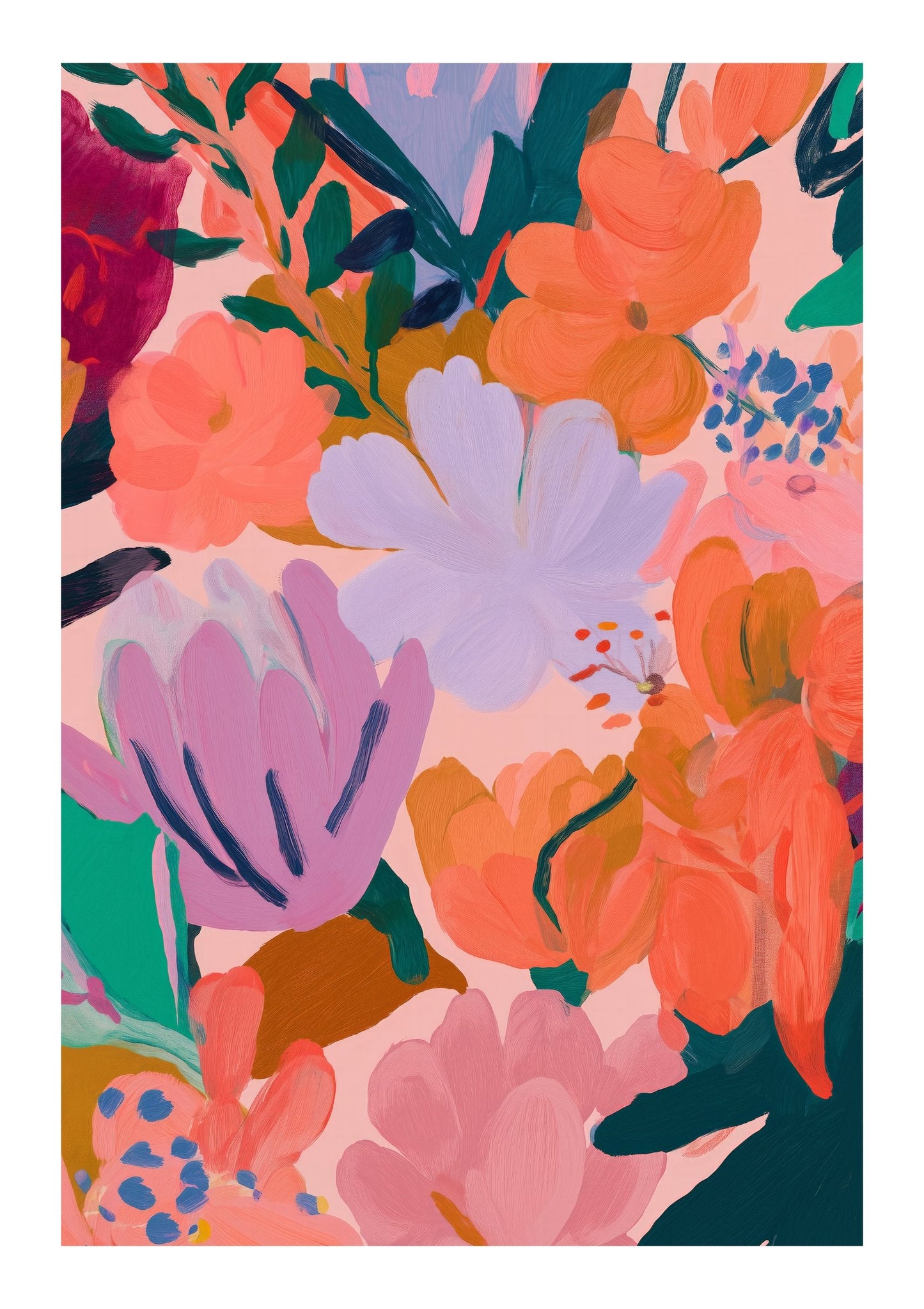 Bold Floral Print, Maximalist Wall Art